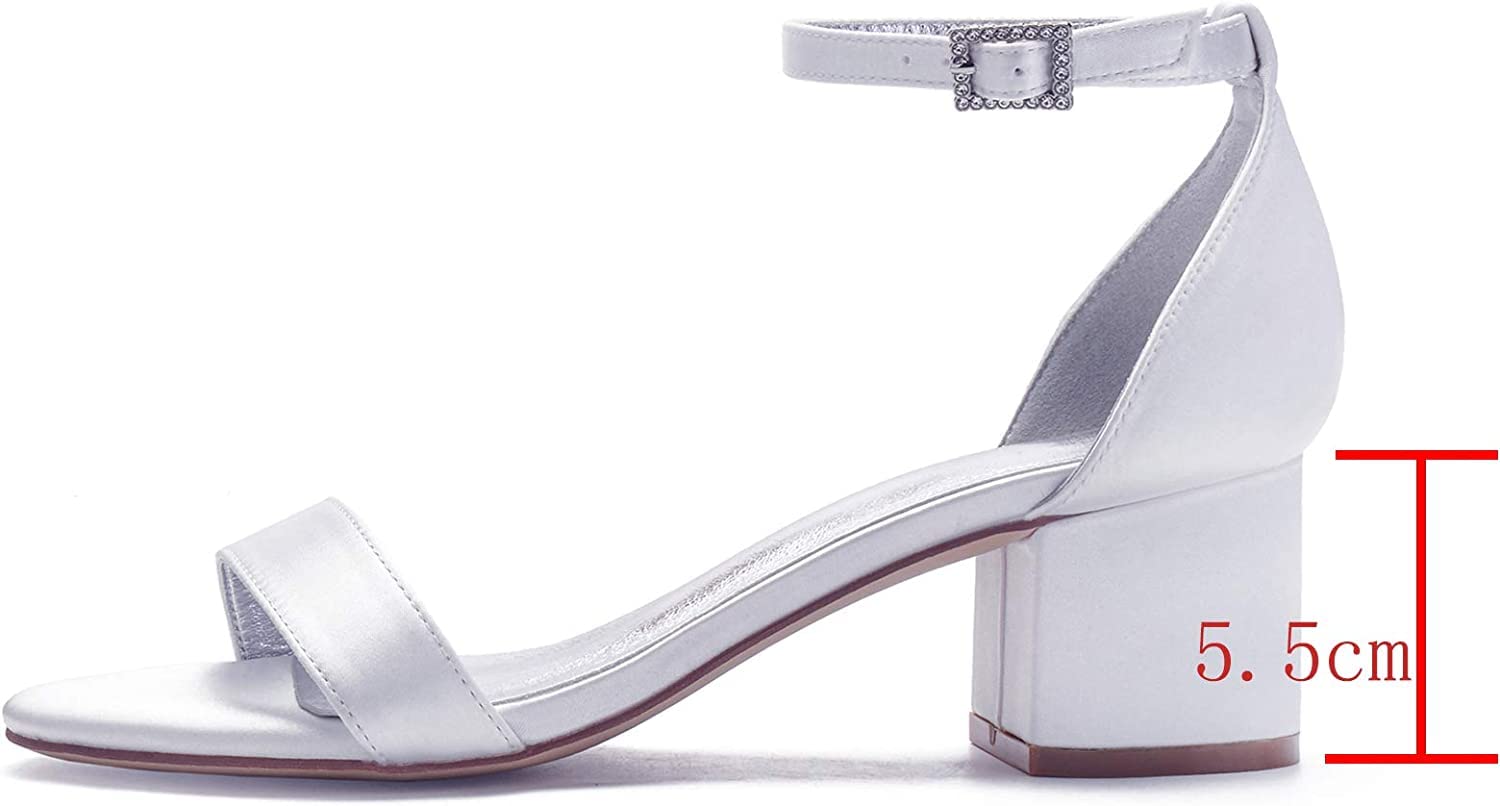 Elegant Women's Strappy Mid Heel Sandals - 5.5cm Comfortable Satin Bridal Shoes for Wedding, Prom & Party | Perfect for Bridal Showers, Evening Events & Special Occasions