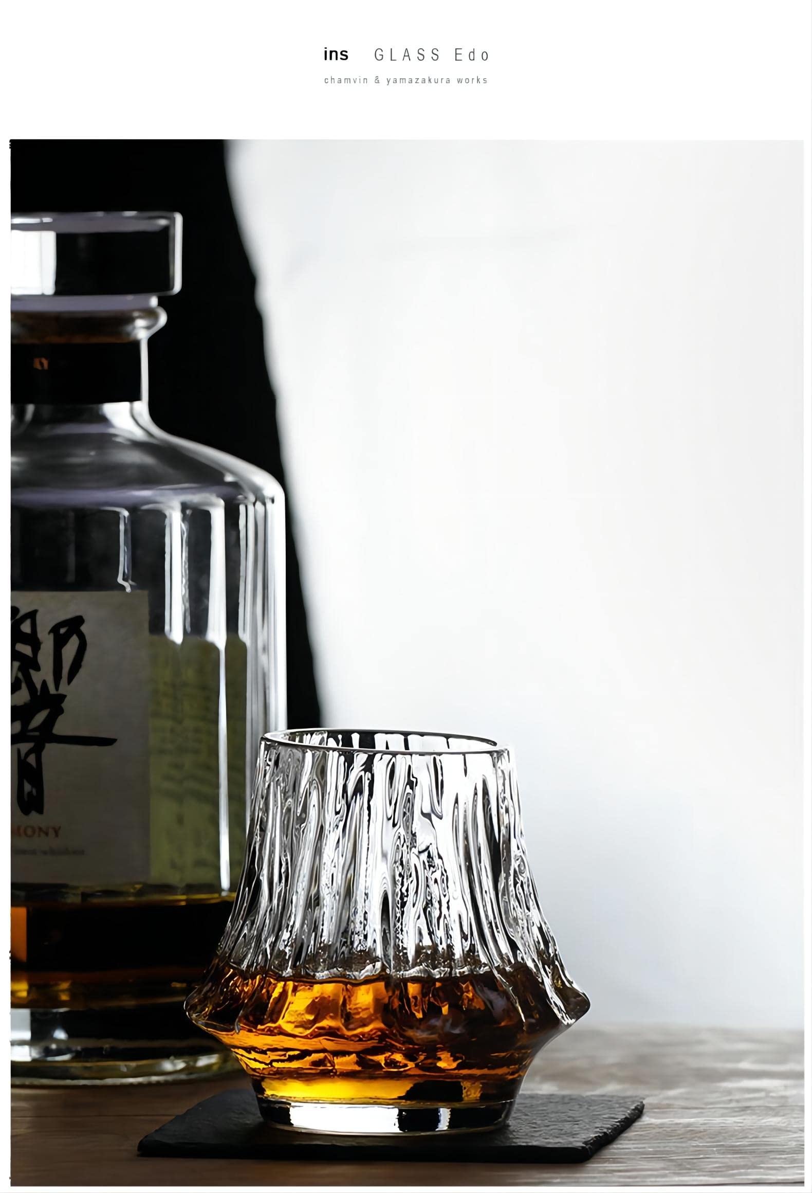 Premium Mt. Fuji Rock Glasses Set of 6 - Japanese Whiskey Tumbler & Beer Glass with Paulownia Wood Gift Box - Perfect for Home Bar, Cocktail Parties & Japanese-Themed Events