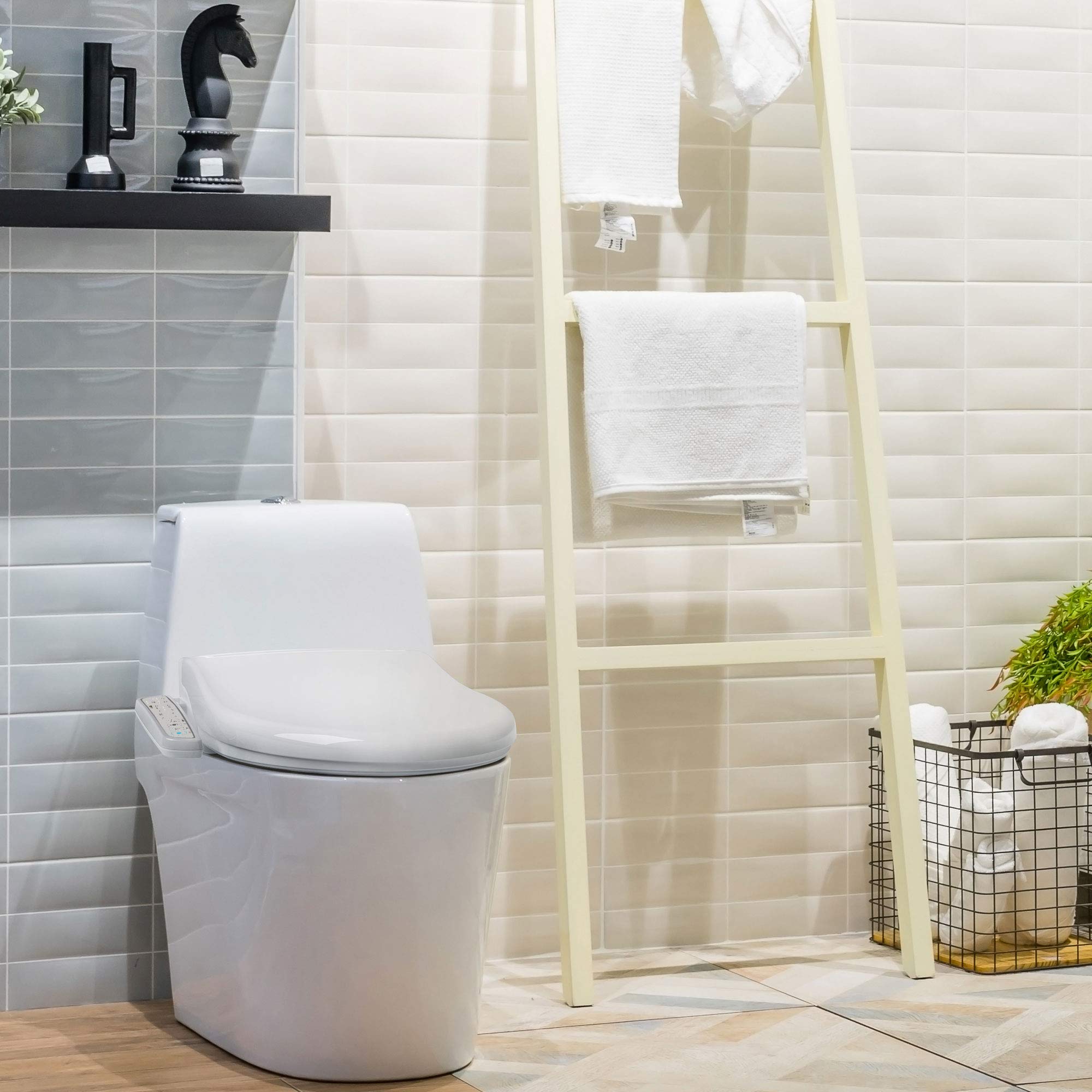 Premium GL-3 Smart Electric Bidet Toilet Seat - Elongated Toilet Compatible with Stainless Steel Self-Cleaning Nozzle, Warm Water, Heated Seat, Air Dryer & Intensive Wash - Perfect for Modern Bathrooms & Luxury Home Upgrades
