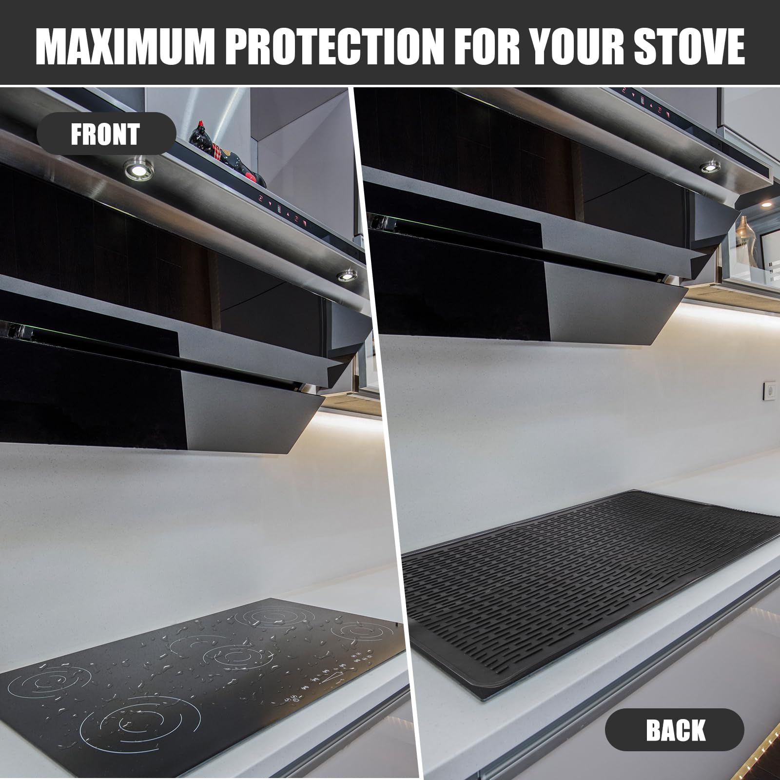 Classic Black Non-Slip Silicone Electric Stove Cover Pad - Heat Resistant Cooktop Protector Mat for Kitchen, RV & Induction Countertops | Perfect for Cooking, Food Prep & Counter Protection