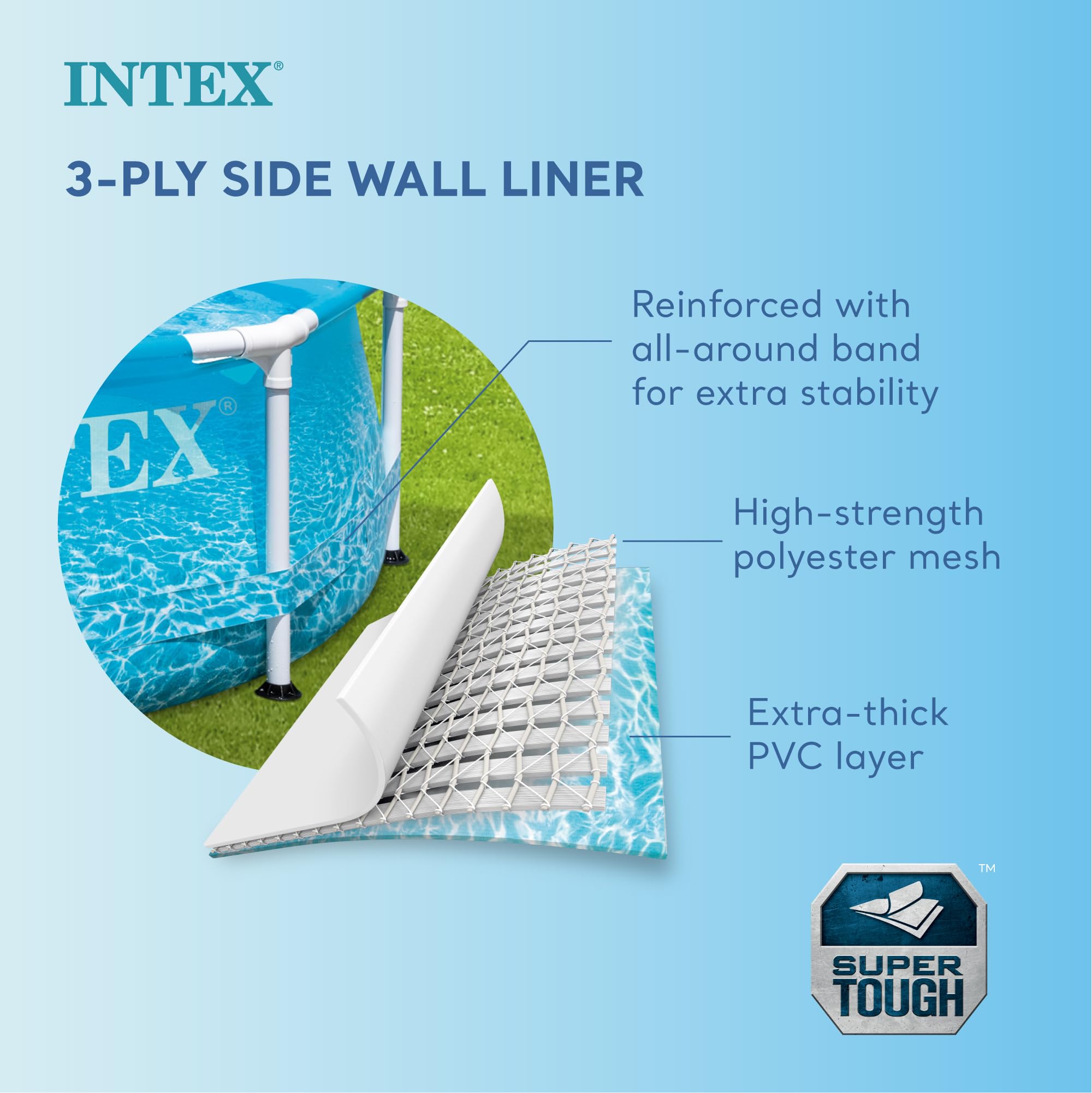 Intex 28206EH 10ft x 30in Large Round Above Ground Swimming Pool with Reinforced Sidewalls & Metal Frame - Durable Backyard Outdoor Pool for Family Fun, Summer Parties & Kids Water Play
