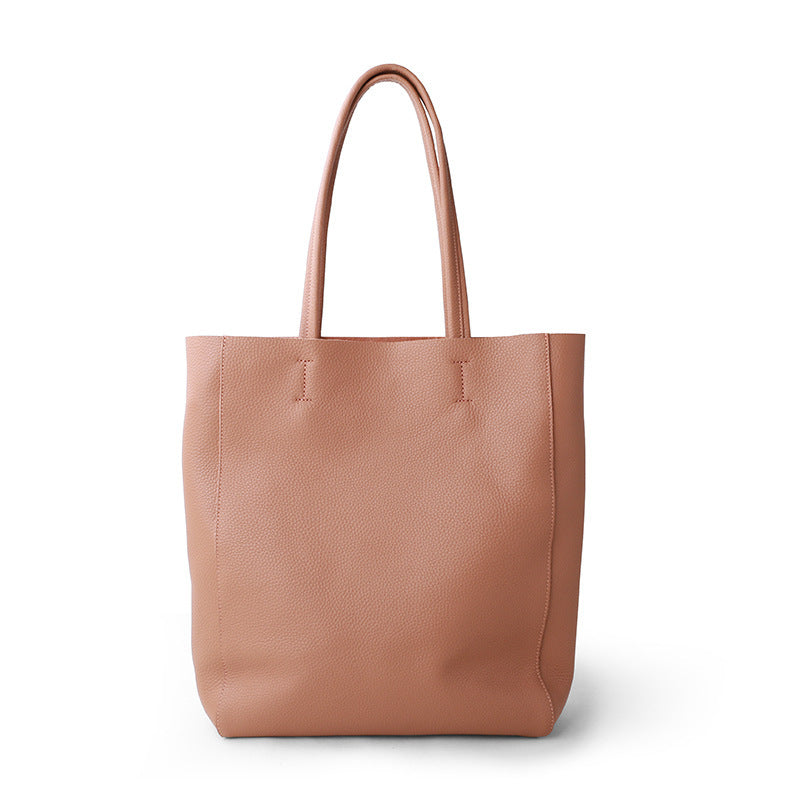 Premium Genuine Leather Tote Bag - Large Capacity Cowhide Shoulder Bag for Women, Work, Travel & Everyday Use