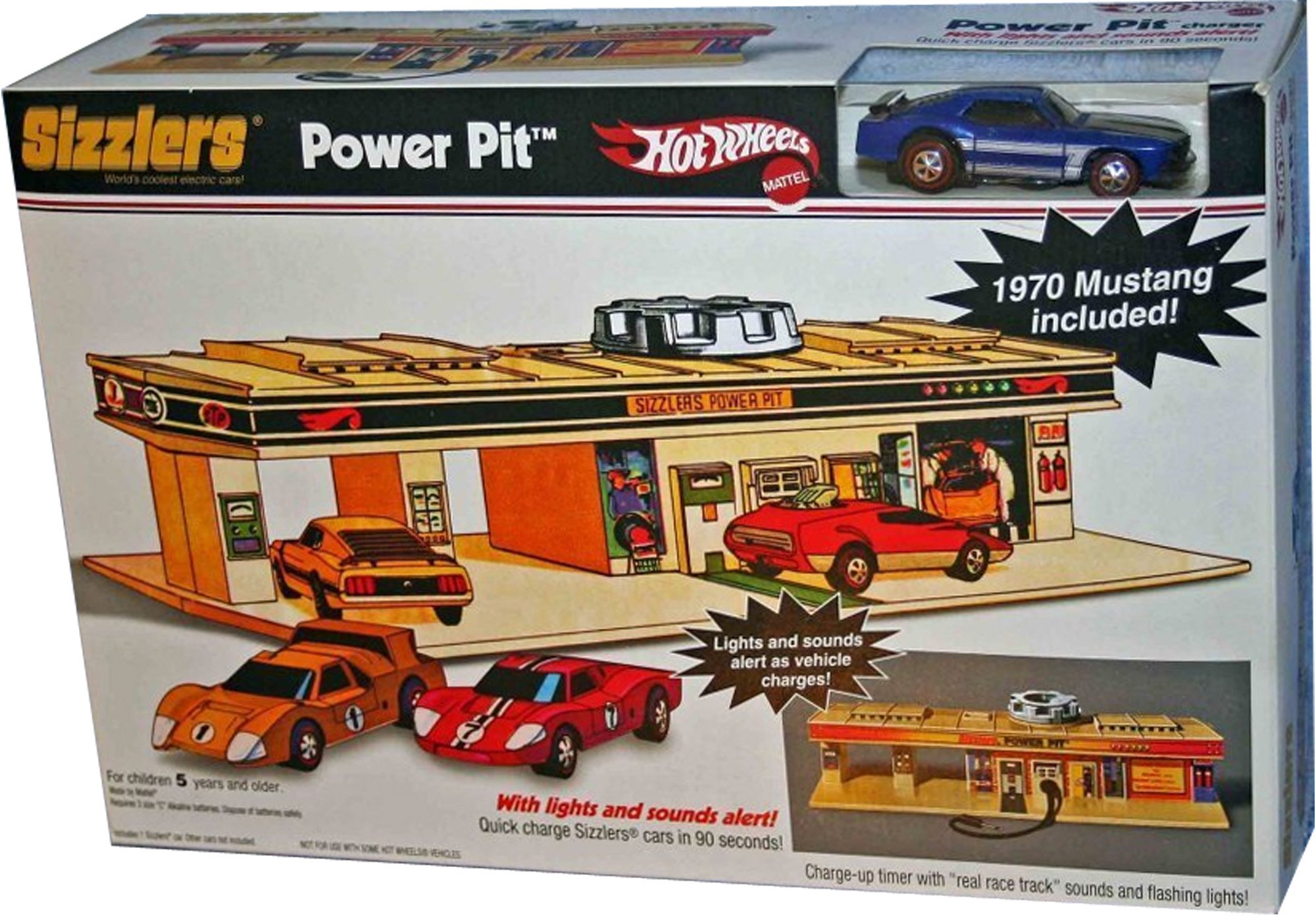 Hot Wheels Sizzlers Power Pit Playset with 1970 Mustang Toy Car - Collectible Die-Cast Vehicle Track Set for Kids & Adults - Perfect for Racing Games, Birthday Gifts & Display Collections