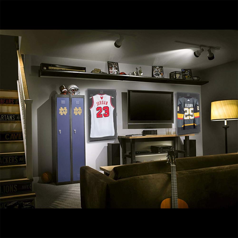 Premium UV-Protected Acrylic Jersey Display Case - Wall Mount & Freestanding Sports Memorabilia Showcase for Football, Basketball, Hockey Jerseys - Perfect for Home, Office & Sports Bar Decor