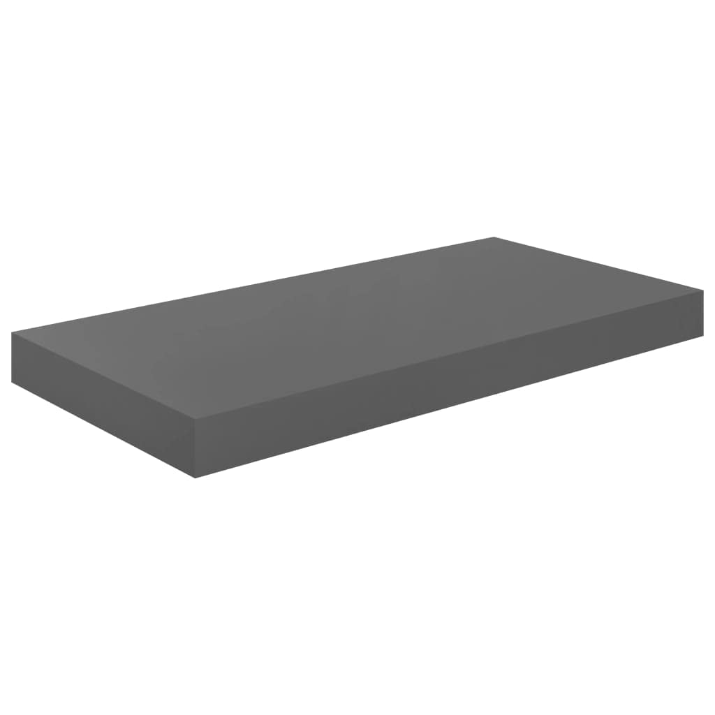 4-Pack Floating Wall Shelves - Easy to Assemble, High Gloss Gray MDF (19.7