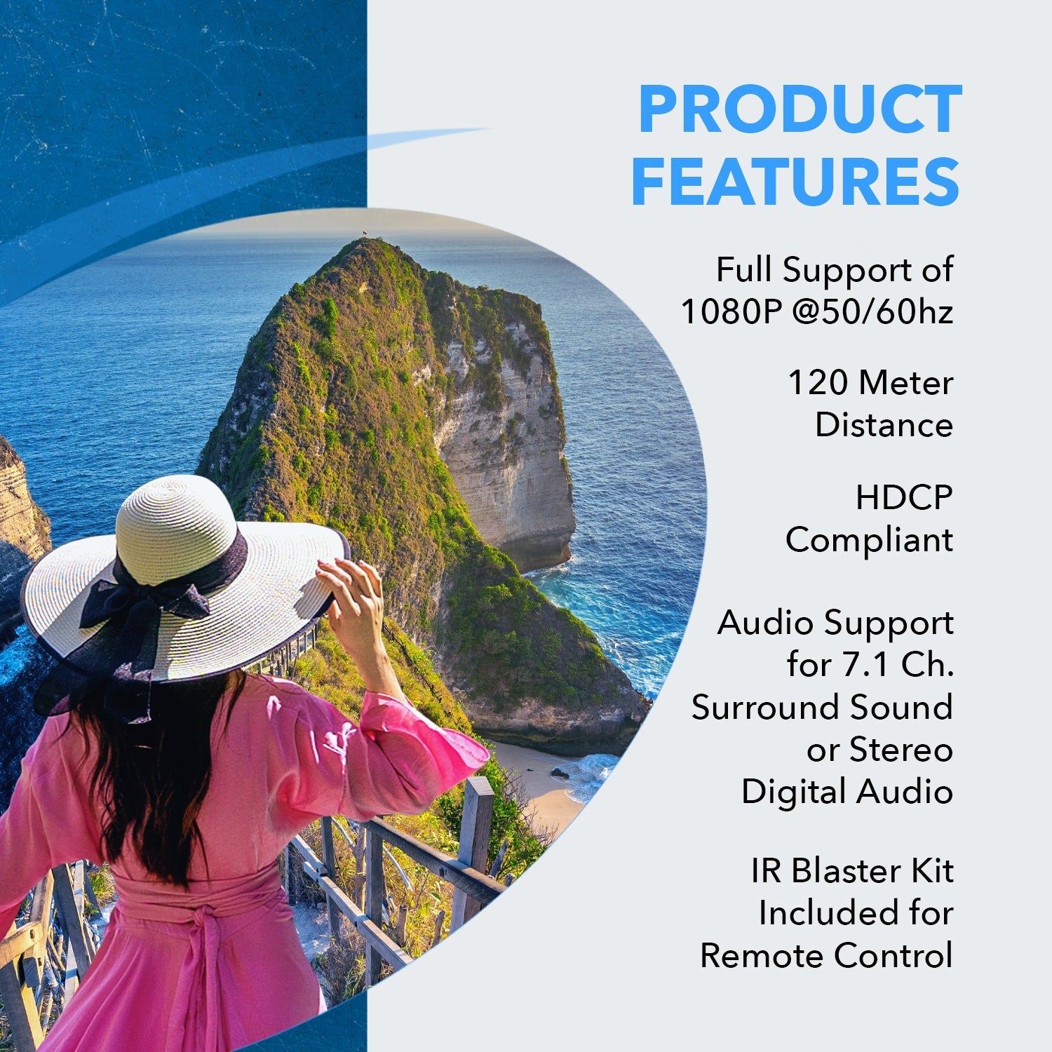 1x8 HDMI Extender Splitter Over CAT6/6a/7 - 400ft 1080p HD Video Distribution (HD EX108) - Perfect for Home Theater, Conference Rooms & Multi-Screen Setups