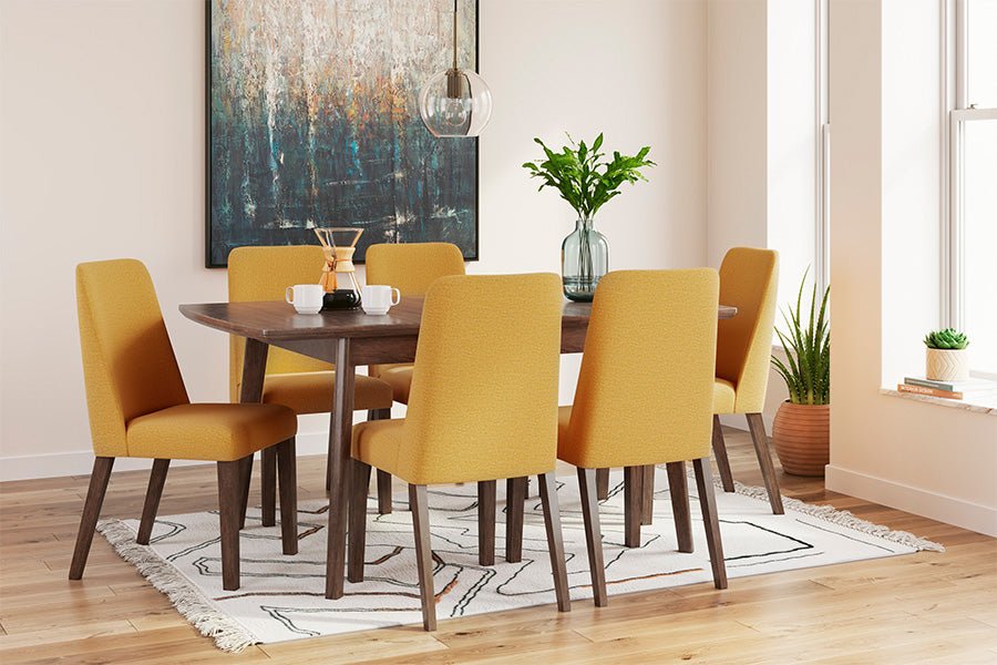 Lynn Mustard Dining Chairs Set of 2 - Modern Upholstered Kitchen Chairs with Wooden Legs - Perfect for Dining Room, Kitchen, Breakfast Nook & Small Spaces