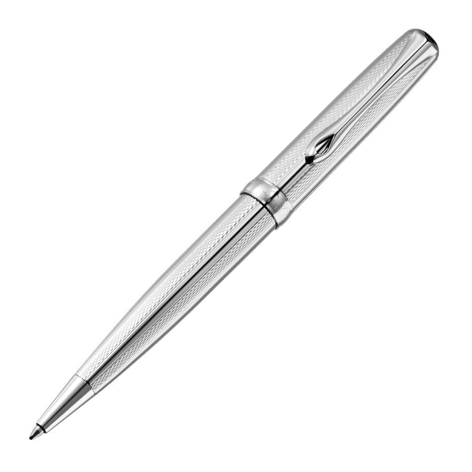 Diplomat Excellence A2 Guilloche Stripes Chrome Ballpoint Pen - Premium Writing Instrument for Business Professionals & Gift Giving
