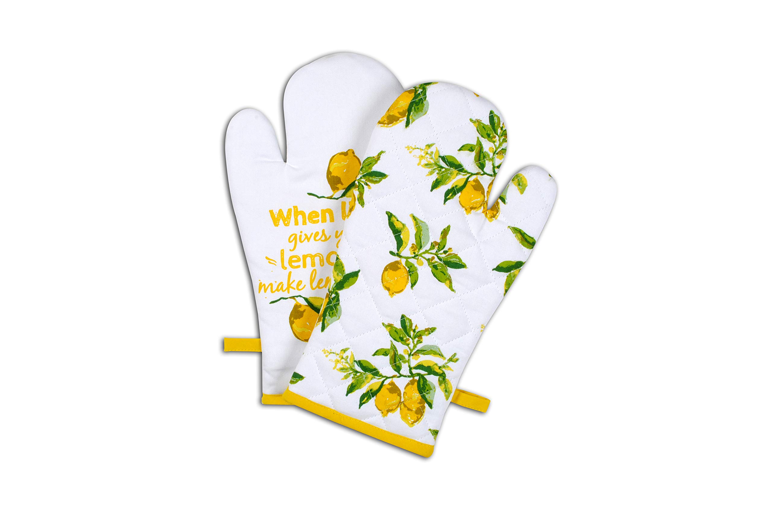 AMOUR INFINI 5-Piece Heat Resistant Cotton Kitchen Set - Pot Holders, Oven Mitt & Kitchen Towel for Cooking, Baking & Grilling | Perfect Gift for Home Chefs | Citrus Splash Design | Ideal for Holiday Cooking, BBQ Parties & Kitchen Decor