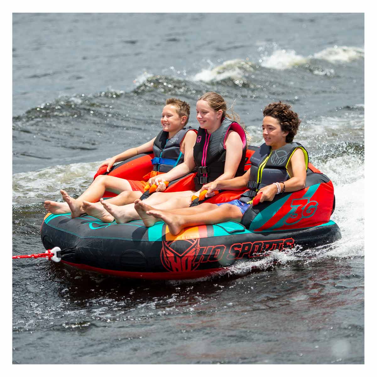 3G Towable Tube for 3 Riders - Heavy Duty Inflatable Water Tube for Boating, Lake & Beach Fun - Perfect for Family & Friends Outdoors