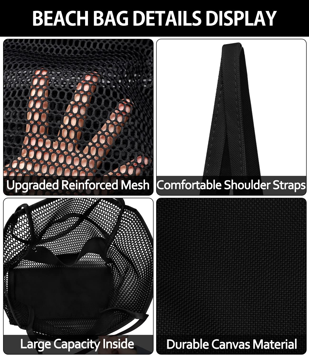 Upgraded Mesh Beach Tote Bag for Women - Large Waterproof Hobo Style Beach Bag with Drawstring - Perfect for Pool, Vacation, Travel & Summer Accessories
