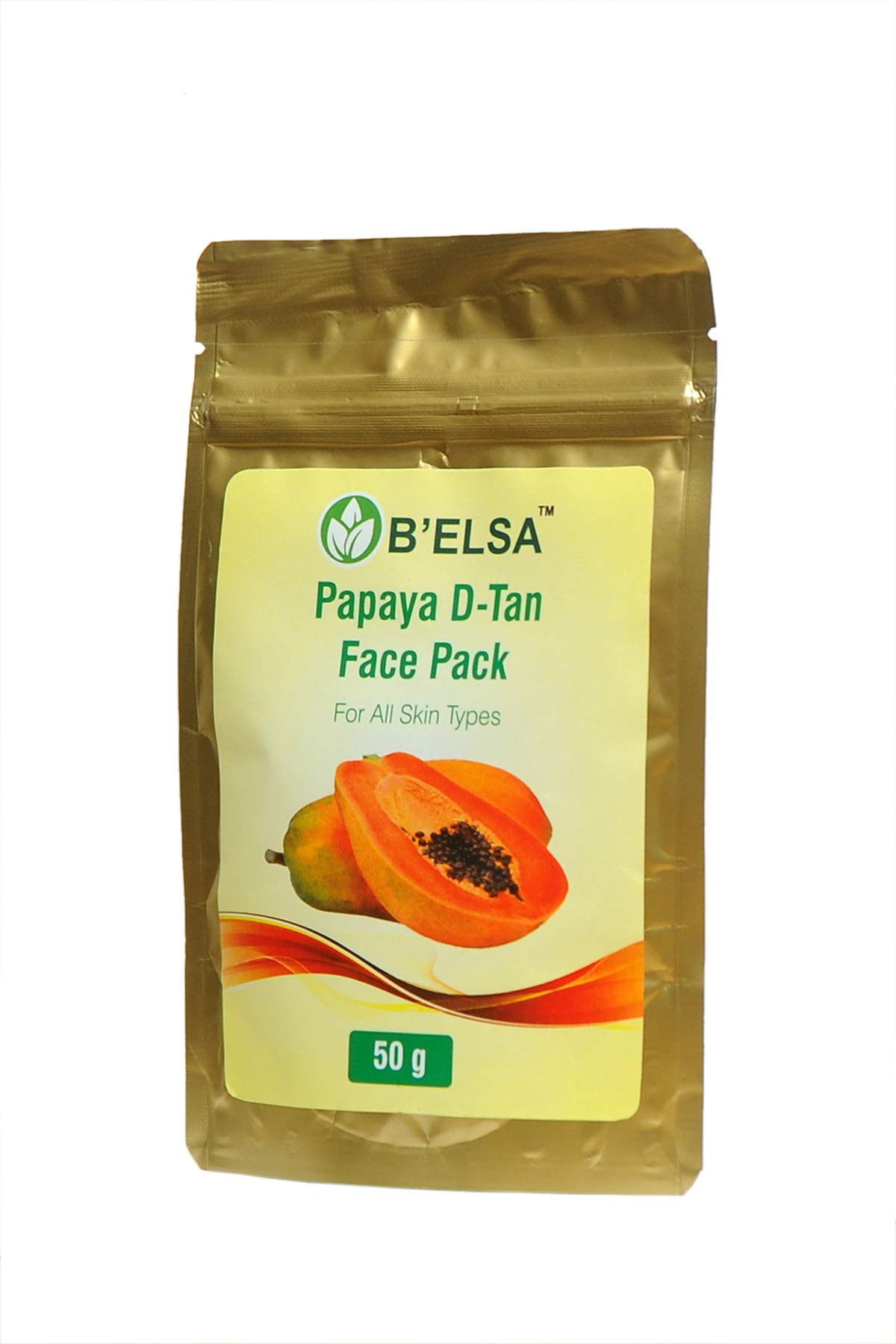 B'ELSA Papaya D-Tan Face Pack for Men & Women - Brightening & Exfoliating Facial Mask for Glowing Skin - Perfect for Daily Skincare & Dark Spot Removal