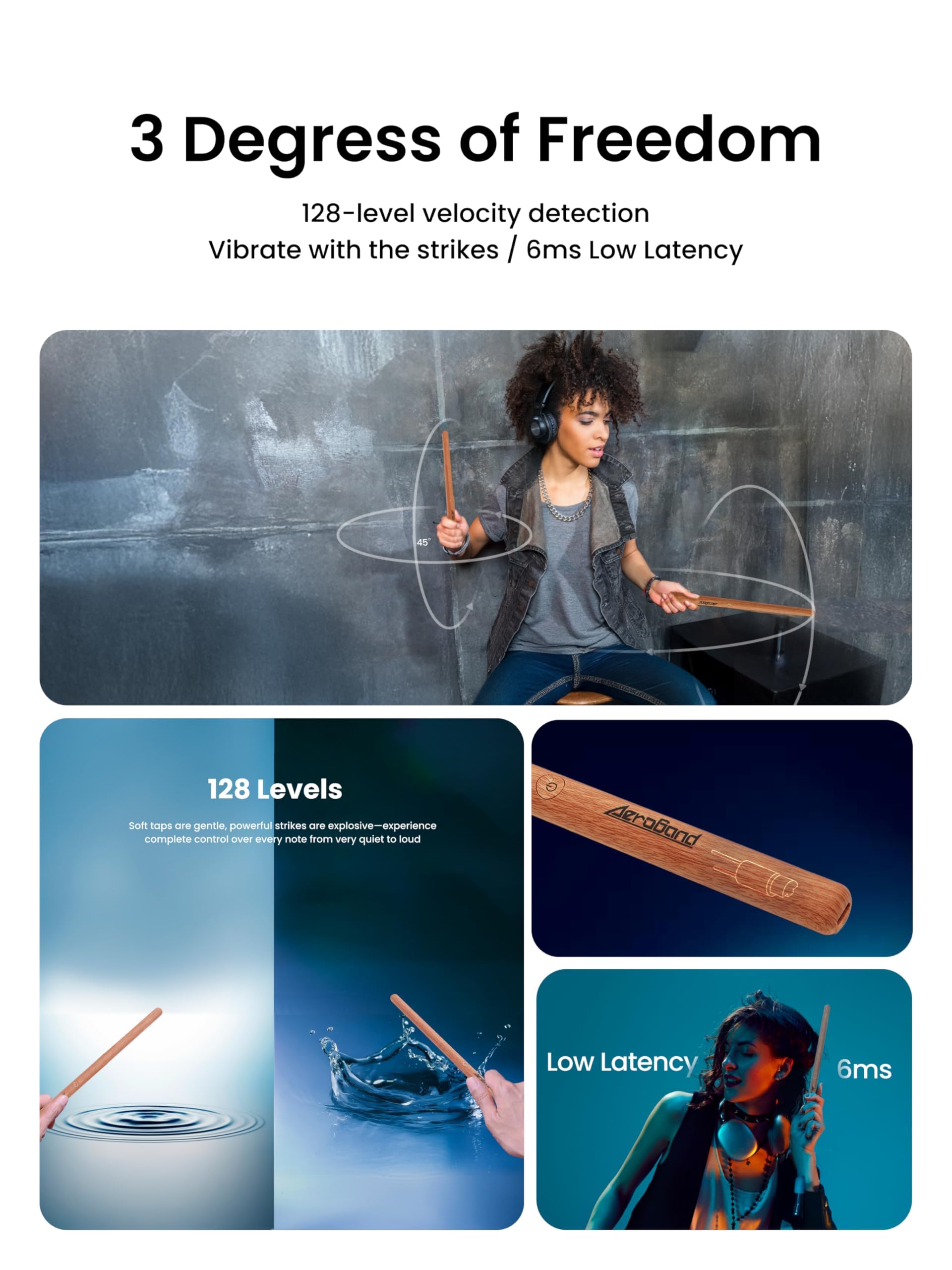 AeroBand Electronic Drum Set PocketDrum2 MAX (2024 Version) - Portable Air Drum Kit with Bluetooth, Sticks & Pedals - 8 Tones, USB MIDI, Headphones Included - Perfect for Home Practice, Travel & Gifts for Kids & Adult Drummers