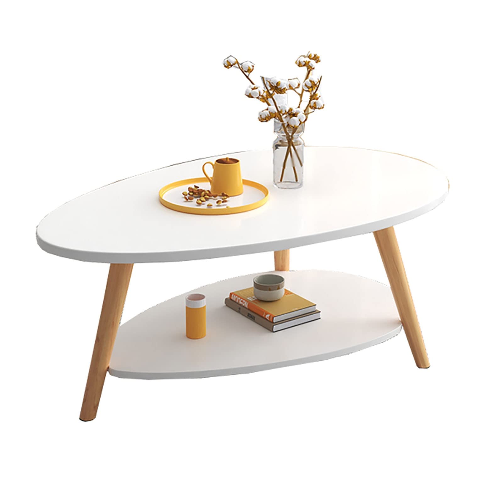 Modern Double-Layer Sofa Side Table - 90x50x42cm Small Coffee Table for Living Room, Apartment, Office - Perfect for Tea Time, Reading & Leisure (H42cm, Color: Brown)