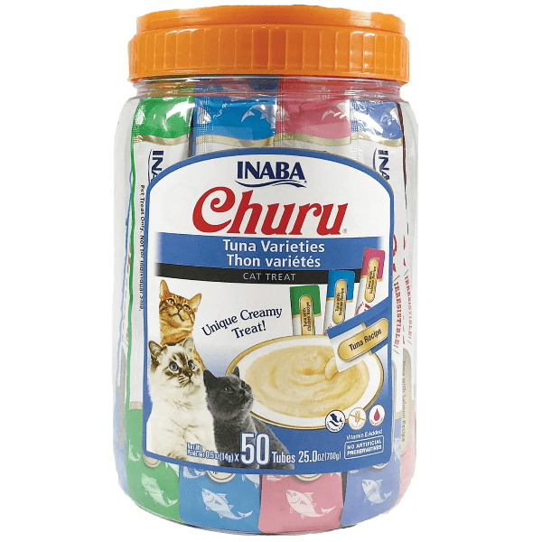 Inaba Churu Tuna Recipe Creamy Purée Cat Treats - Grain-Free, Healthy Snacks for Cats - Perfect for Training, Bonding & Hydration (Variety Jar)