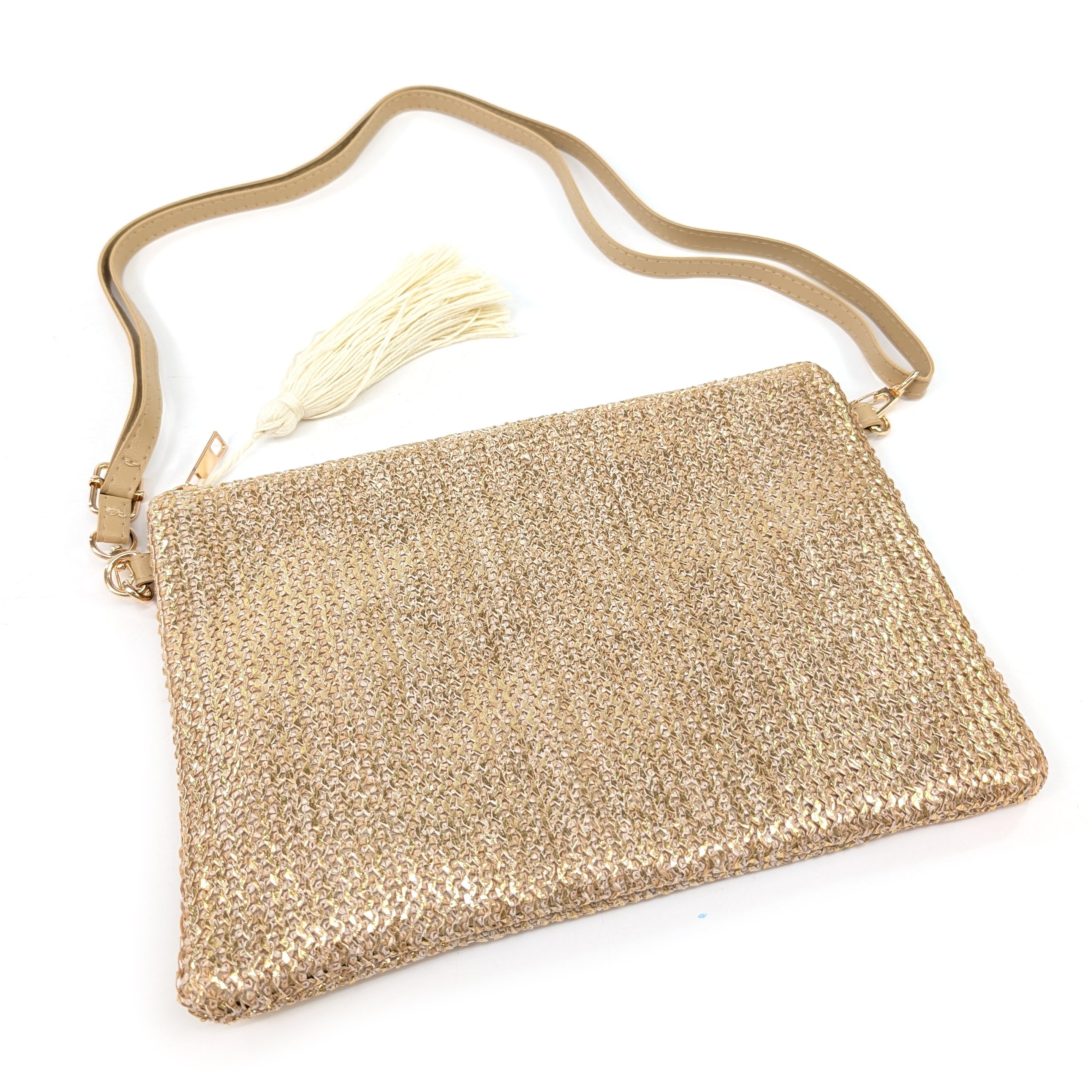 Elegant Gold Tassel Clutch Bag for Women - Perfect for Evening Parties, Weddings & Special Occasions