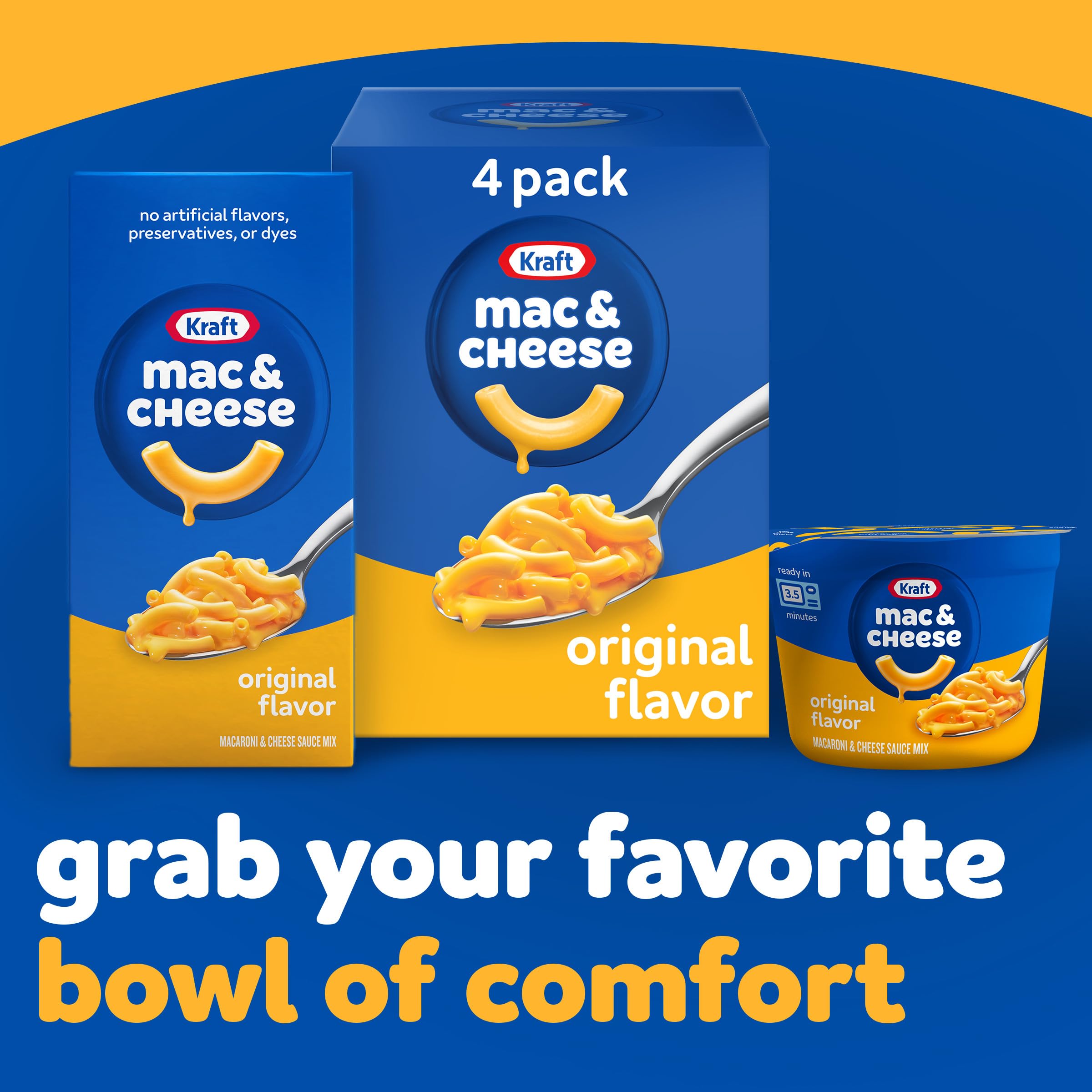 Kraft Original Mac & Cheese Macaroni and Cheese Dinner - 4 Pack (7.25 oz Boxes) | Quick & Easy Meal for Kids, Family Dinners & Comfort Food Lovers