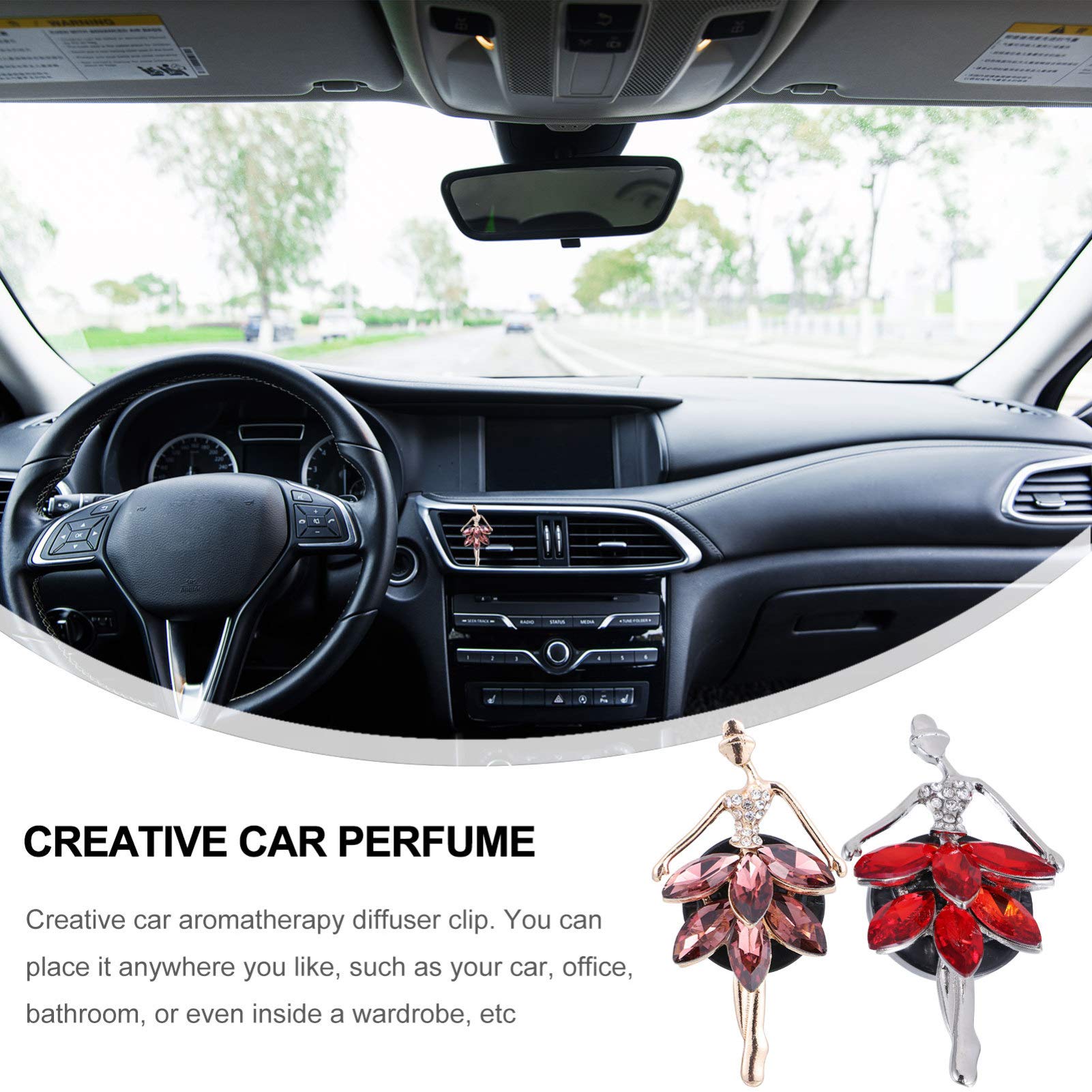 Wakauto 2-Pack Car Air Freshener Clip - Essential Oil Diffuser for Car Vents, Metal Aroma Vent Clip with Decorative Design | Perfect for Freshening Your Car, Office or Home