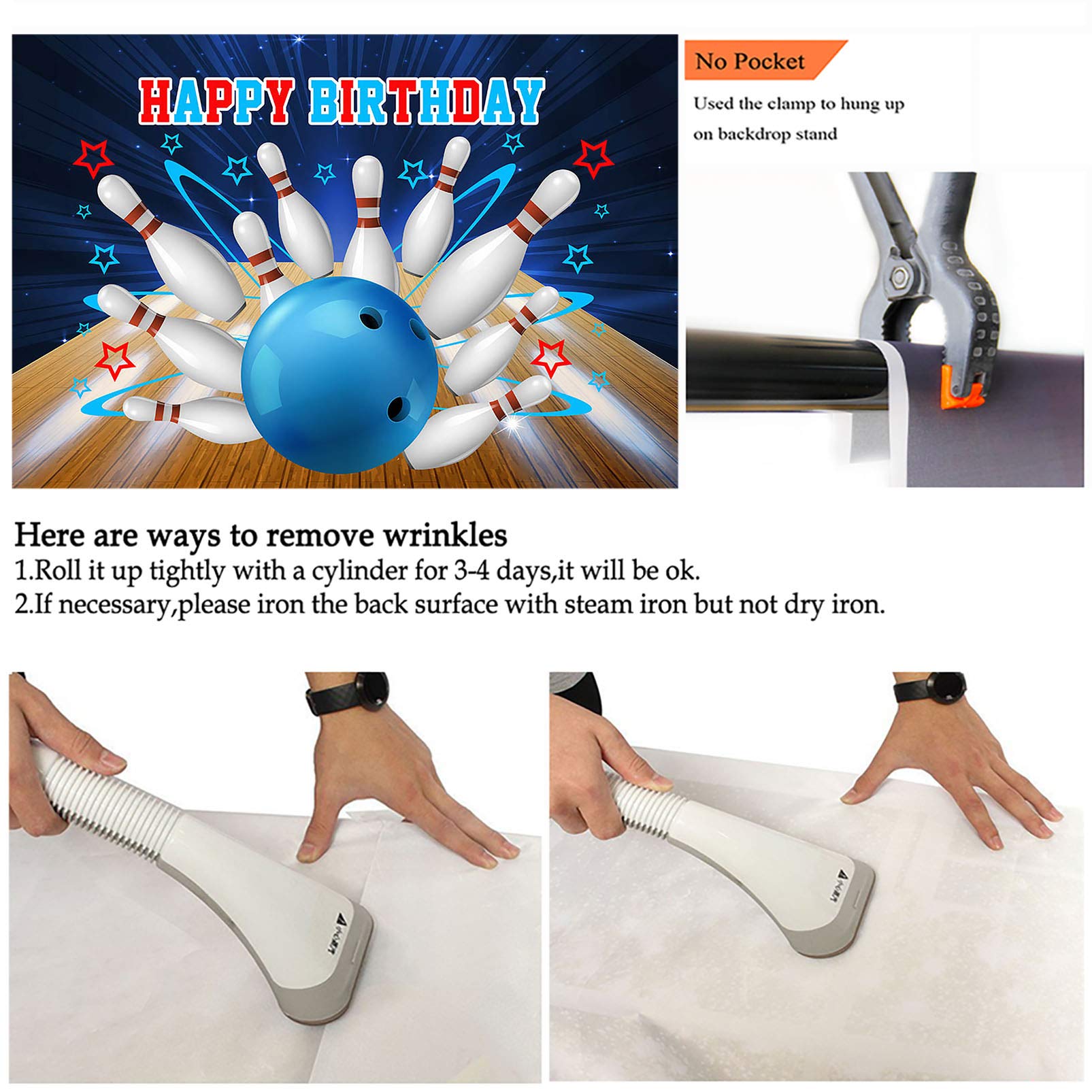 Strike Up the Fun with Avezano 8x6ft Bowling Birthday Party Backdrop - Perfect for Boys' Bowling Themed Decorations, Photography Background & Happy Birthday Banner - Ideal for Bowling Alley Parties, Birthday Photos & Themed Events