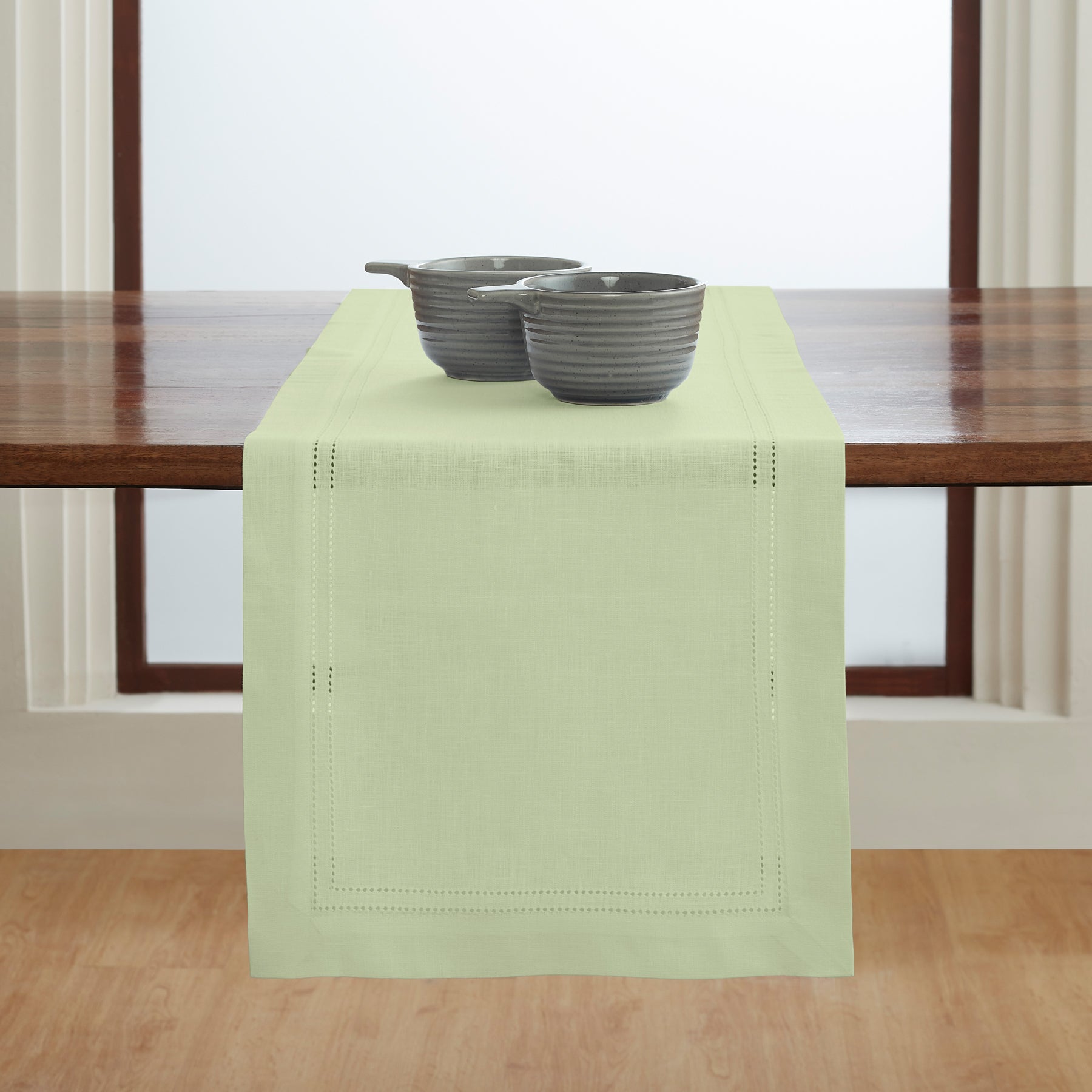 Premium Linen Double Hemstitch Table Runner - Elegant Dining Decor for Weddings, Parties & Home Decor