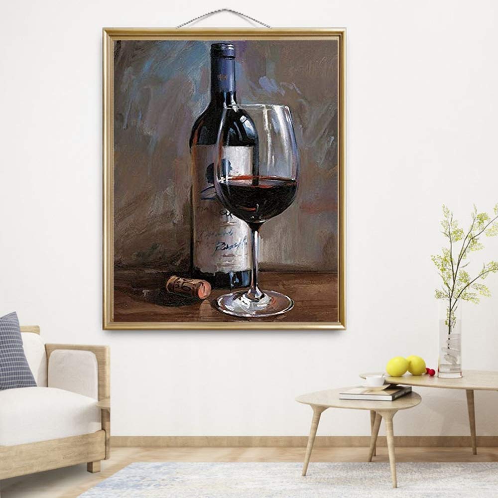DIY Paint by Numbers Wine Glass Kit for Adults & Kids - 16x20 Inch Acrylic Canvas Painting with Brushes & Paints - Fun Arts & Crafts for Home Decor, Gifts & Relaxation (Red Wine Glass Design)