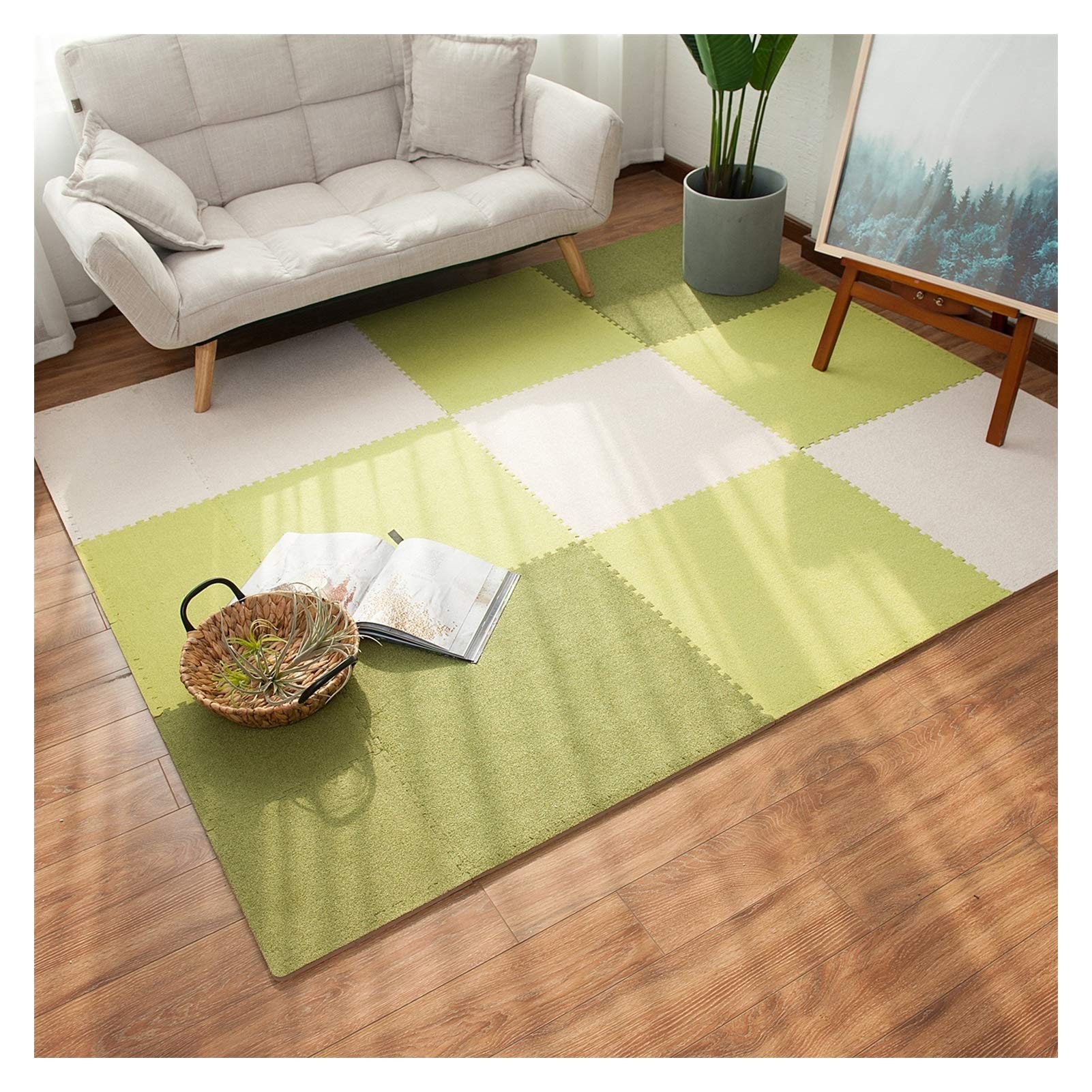 Non-Toxic Interlocking Foam Floor Tiles for Kids - 12-Piece Puzzle Play Mat Set (60x60x0.6cm) - Soft Gym Mats for Baby Crawling, Toddler Playroom & Home Gym - Safe Play Area & Home Decor (Color A)