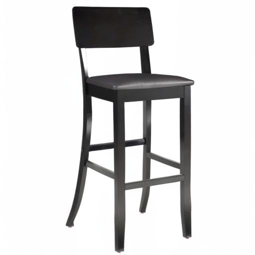 Modern Black Counter Stool - Contemporary Rubberwood Bar Stool for Kitchen Island, Breakfast Nook & Home Bar - Adjustable Height Dining Stool