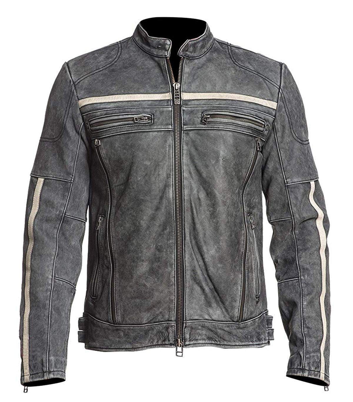 Vintage Cafe Racer Motorcycle Jacket - Distressed Retro Leather Biker Jacket for Men & Women | Perfect for Riding, Casual Wear & Vintage Fashion Enthusiasts