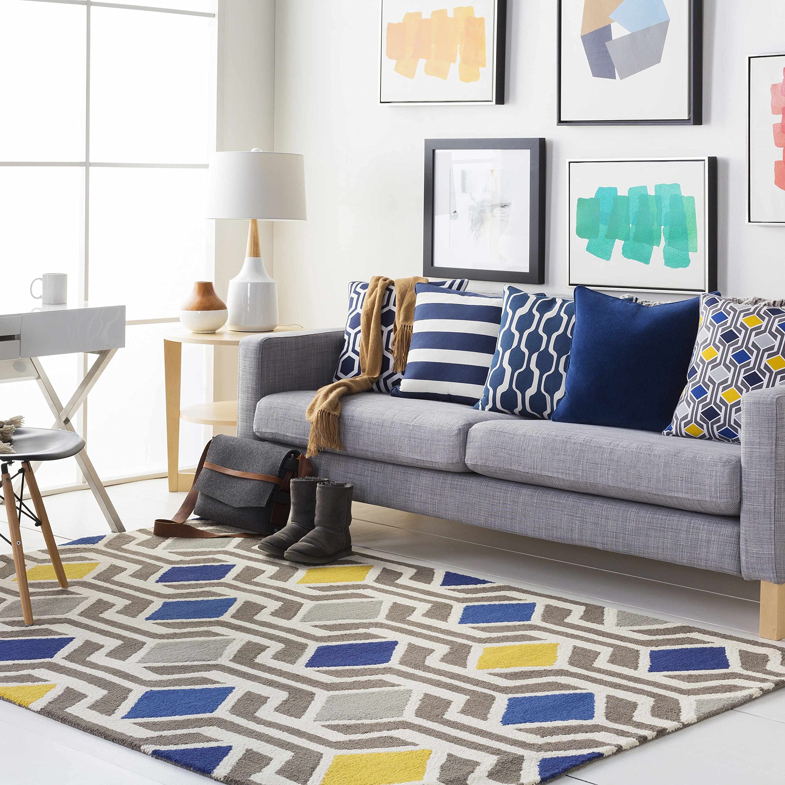 Hauteloom Taneytown Wool Area Rug 3' x 5' - Modern Beige, Brown & Gray - Soft & Durable for Living Room, Bedroom, Office - Perfect for Home Decor & Cozy Spaces
