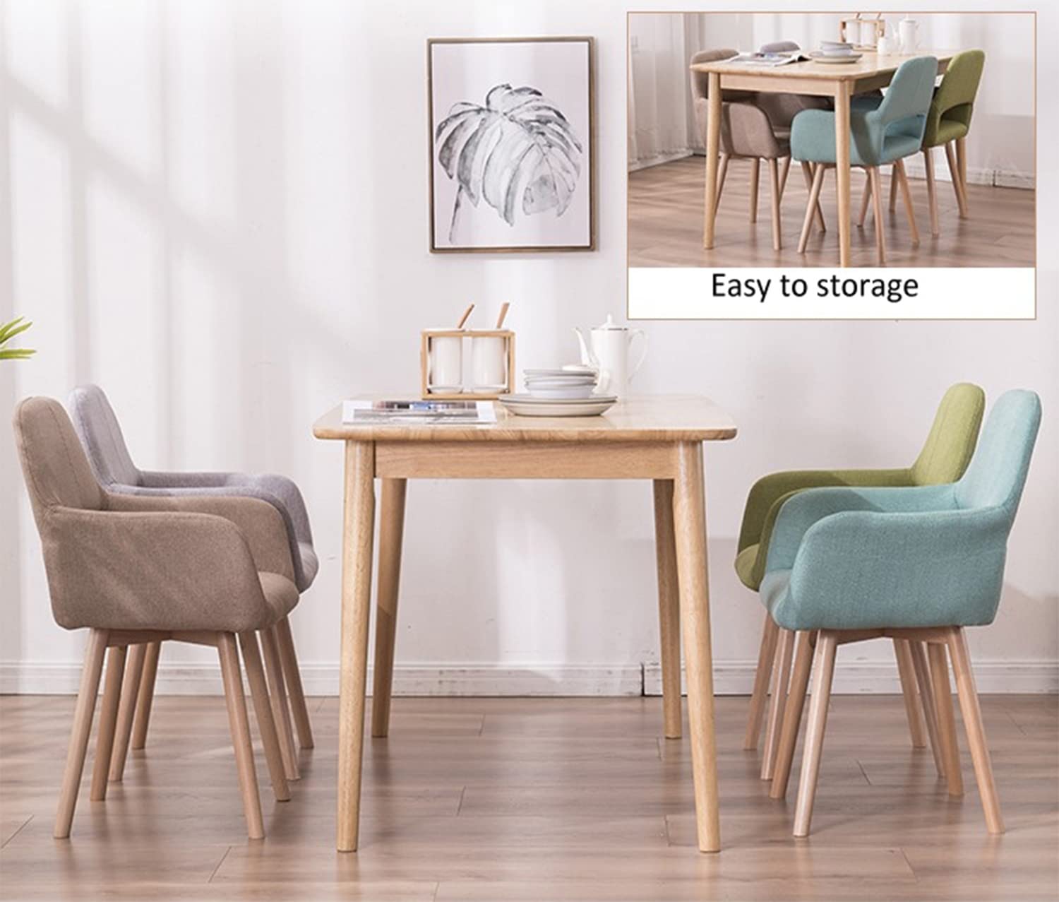 Modern Dining Chairs Set of 2 - Solid Wood Legs, Gray Kitchen & Living Room Armchairs for Home, Restaurant, Office - Comfortable Guest Seating for Dining Room, Bedroom, and Lounge Areas