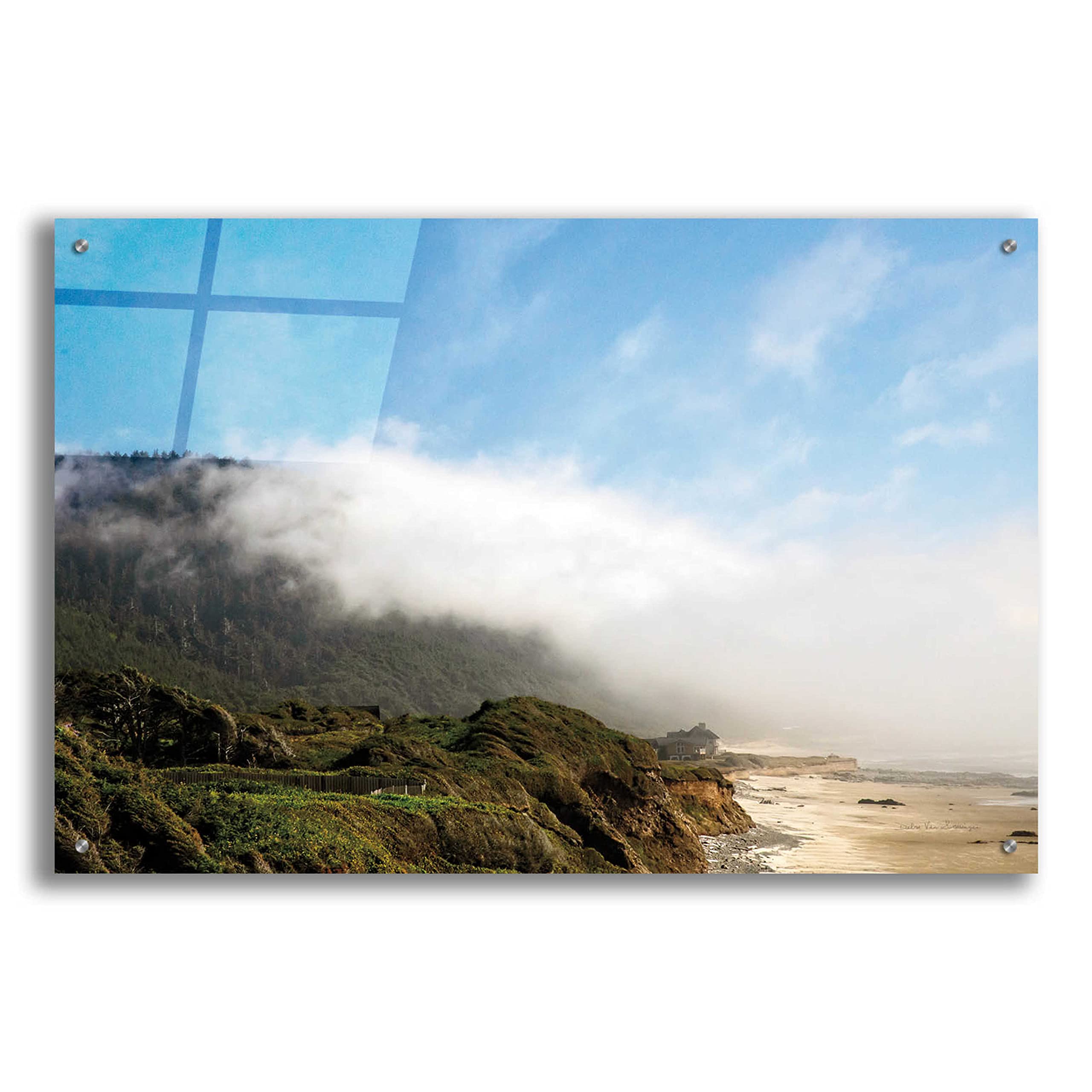 Debra Van Swearingen 'Coastal Fog' Acrylic Glass Wall Art - 36x24 Inches Modern Abstract Seascape Painting for Living Room, Bedroom & Office Decor