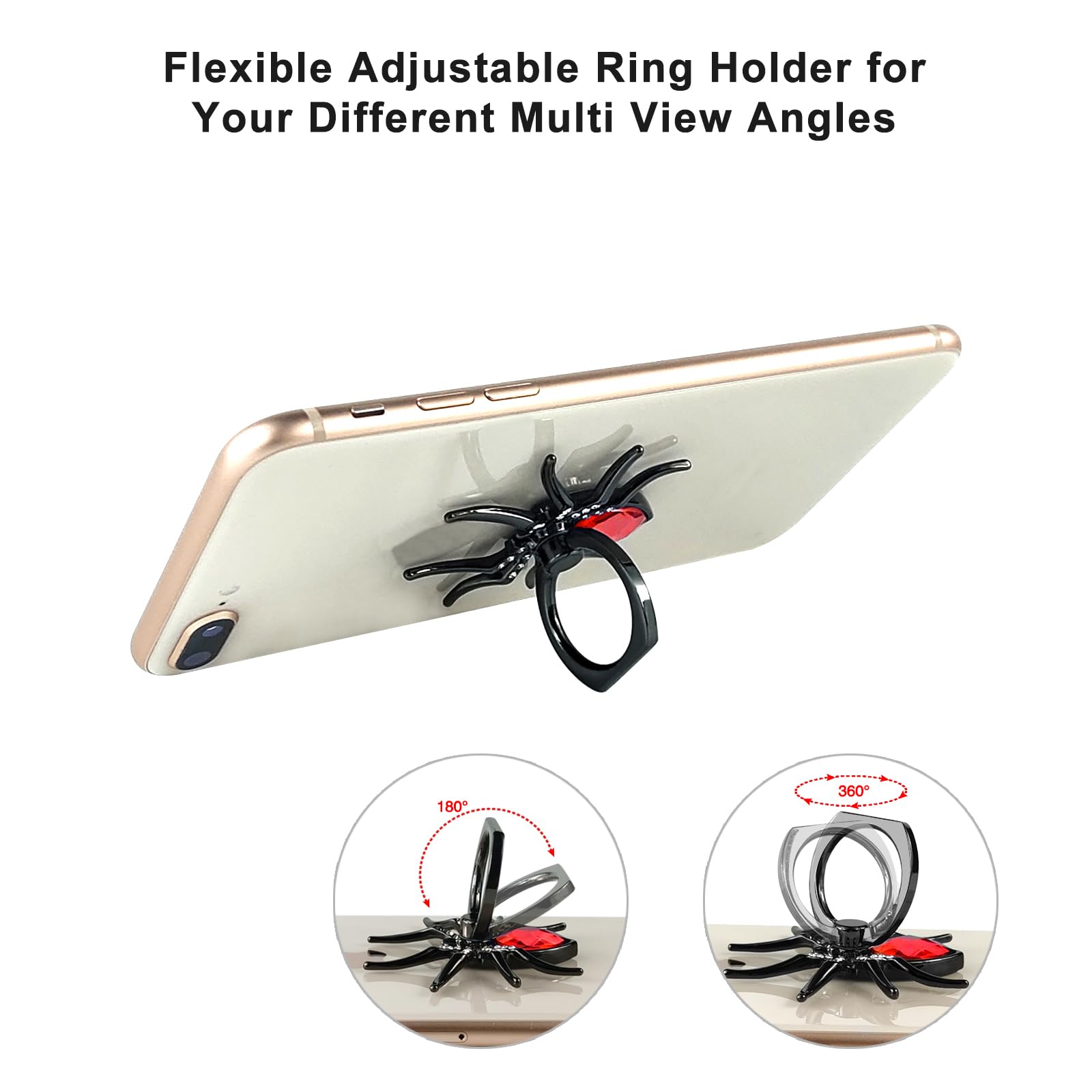 2pcs Spider Phone Ring Holder Stand - Cool Animal Grip for Smartphones & Tablets, Perfect for Watching Videos & Gaming (Blue+Red)