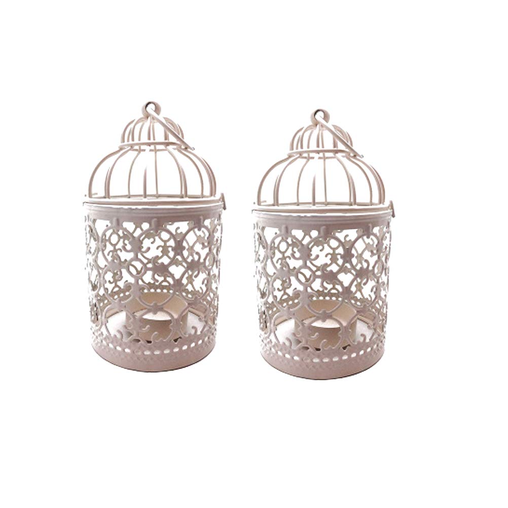 ARTIBETTER 2-Pack White Metal Wedding Candle Holders - Elegant Iron Candlestick Centerpieces for Wedding Decor, Table Centerpiece with Tea Lights - Perfect for Romantic Dinners, Home Decor & Special Events