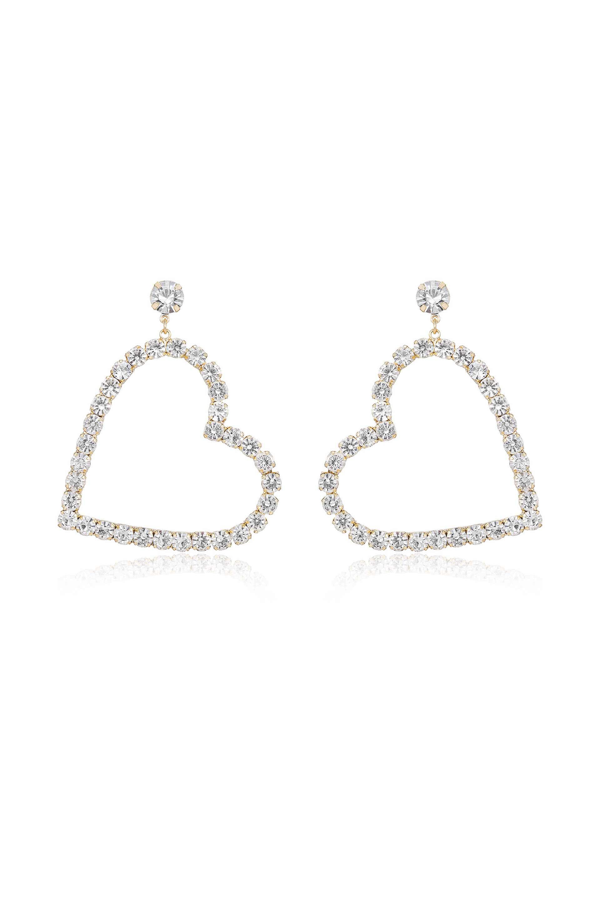 Crystal Love Dangle Earrings for Women - Elegant Drop Earrings for Date Night & Special Occasions