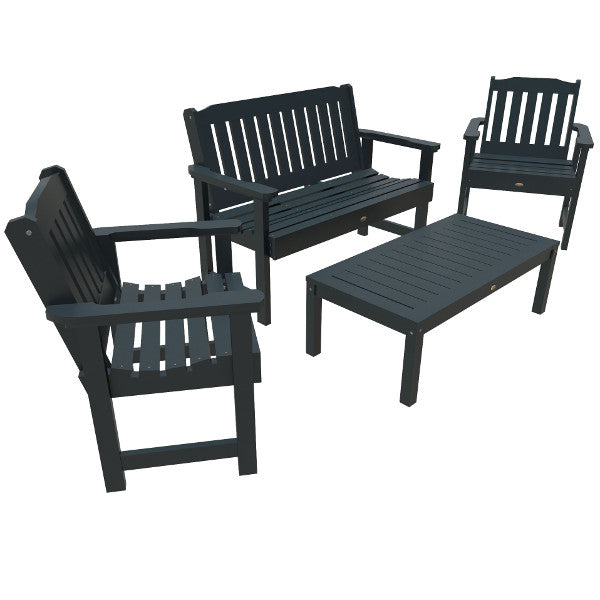 Lehigh 5-Piece Outdoor Garden Conversation Set - Patio Furniture with Cushions for Backyard, Deck, or Poolside Relaxation