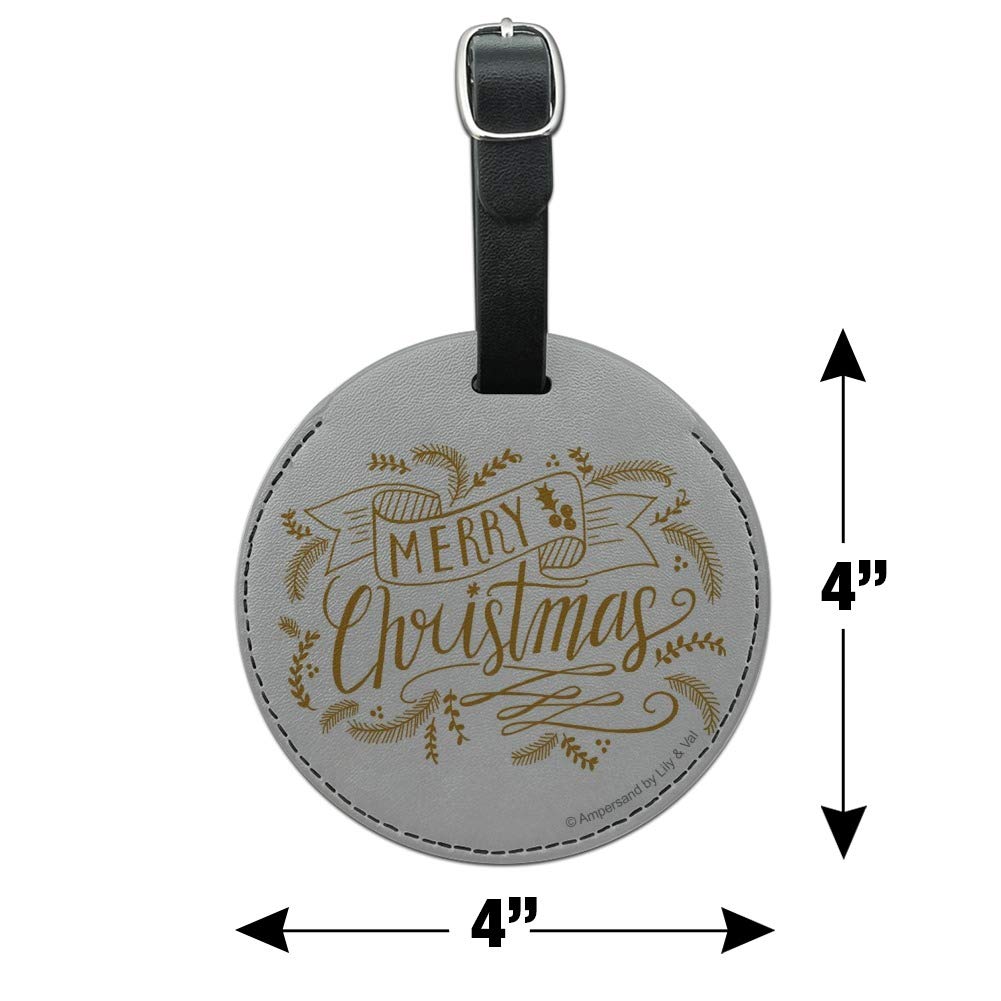 Round Leather Luggage Tag - Personalized Suitcase ID Card Holder for Travel & Carry-On Bags | Christmas Gift Idea for Frequent Flyers