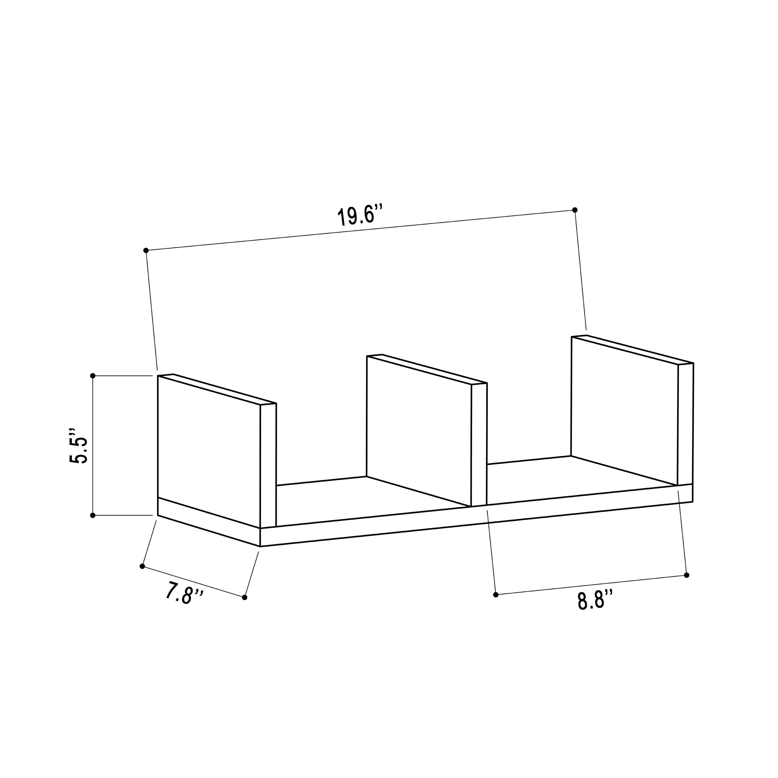 Modern Blue Wall Shelf - 6.3x19.69x7.87