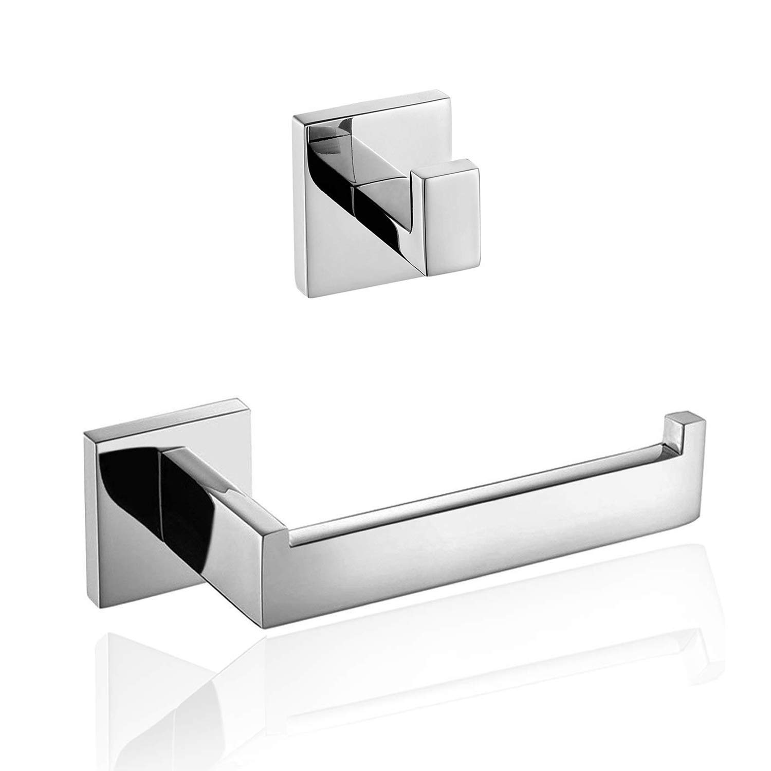 ThinkTop Stainless Steel Chrome Toilet Paper Holder with Towel Hook - Bathroom Organization Set for Modern Homes | Perfect for Bathroom, Guest Room & Powder Room Decor