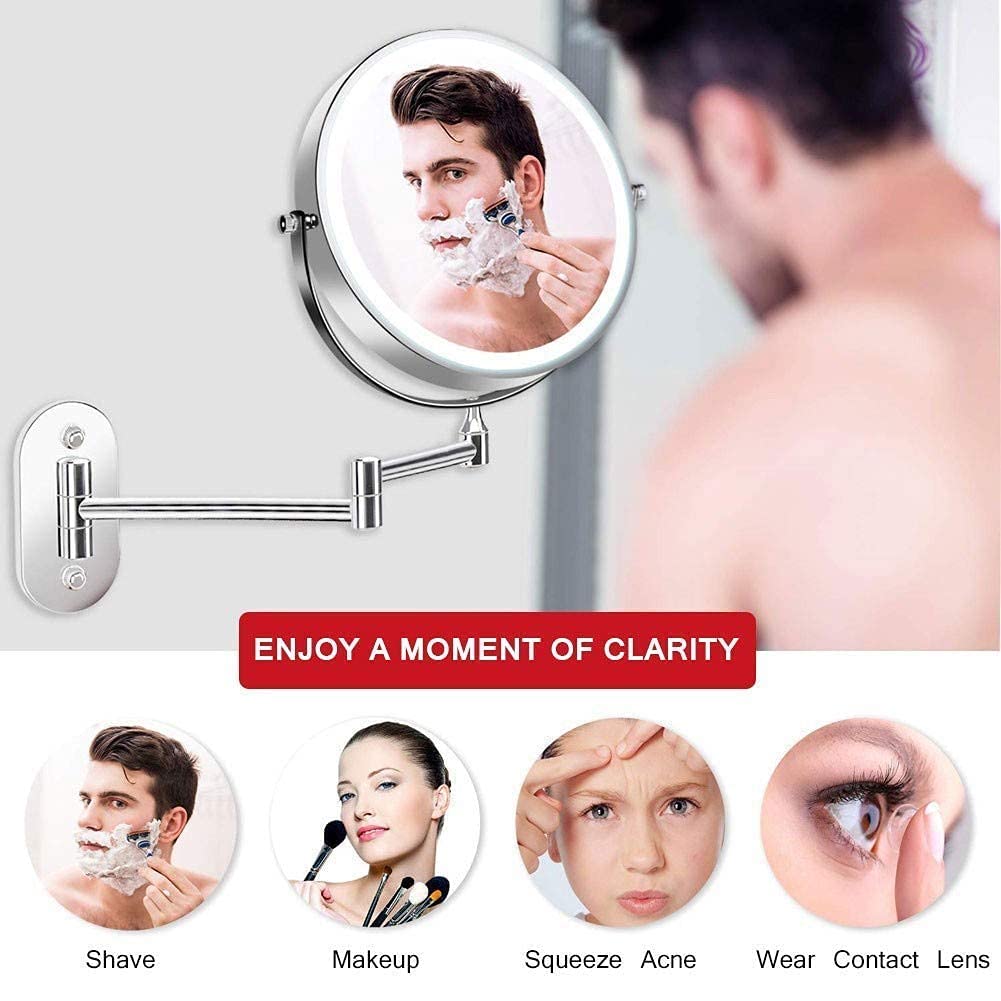 Premium Bathroom Mirror with 1X/8X Magnification - 360° Rotating Wall Mounted Shaving & Makeup Mirror for Perfect Grooming - Ideal for Home, Salon, and Hotel Bathrooms