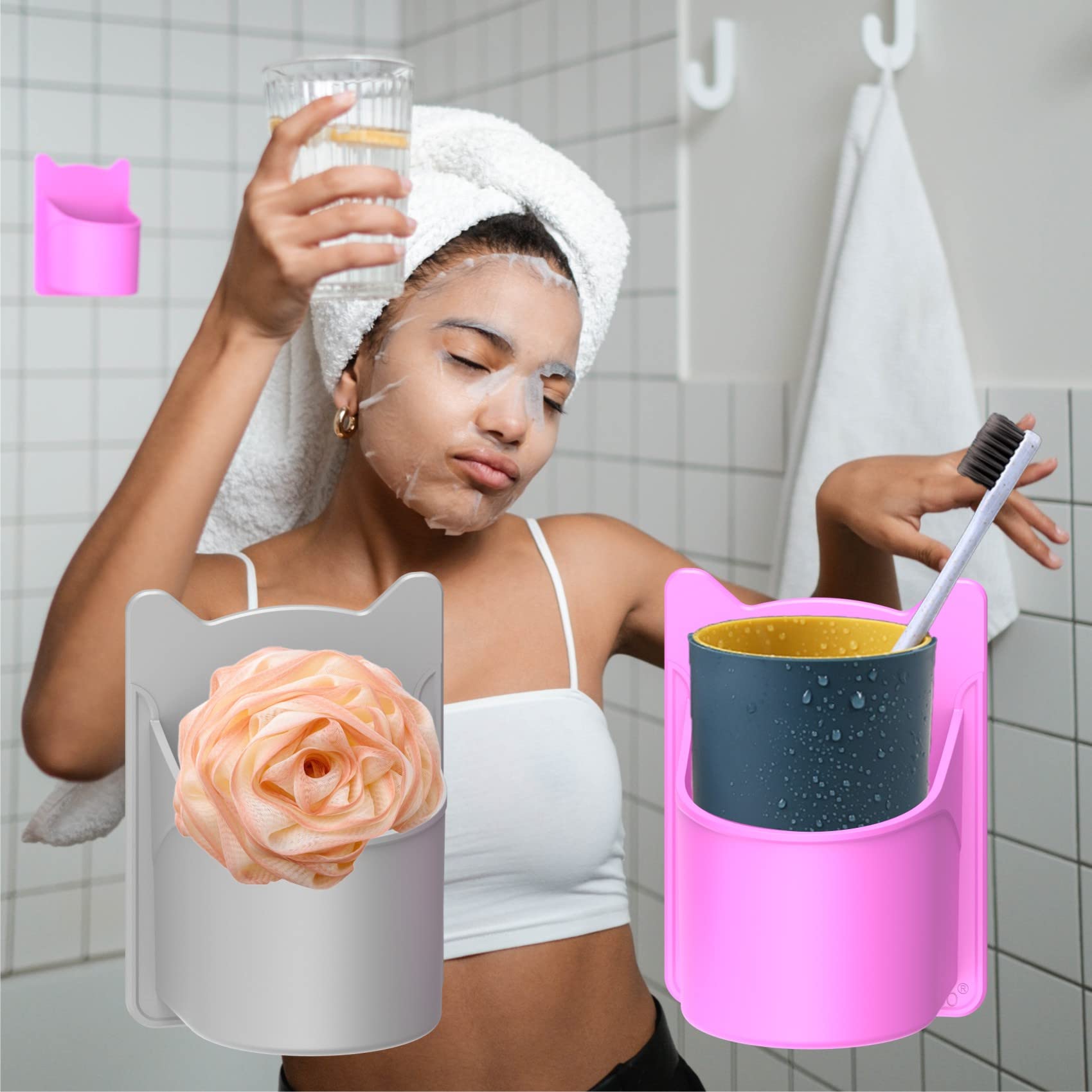 Wall Mounted Beer Can & Wine Bottle Holder - Shower Cooler Mini Ice Bucket, Cup & Toothbrush Organizer - Unique Funny Gifts for Men (Birthday, Father's Day) - Perfect for Bathroom, Kitchen, Bar & Outdoor Use