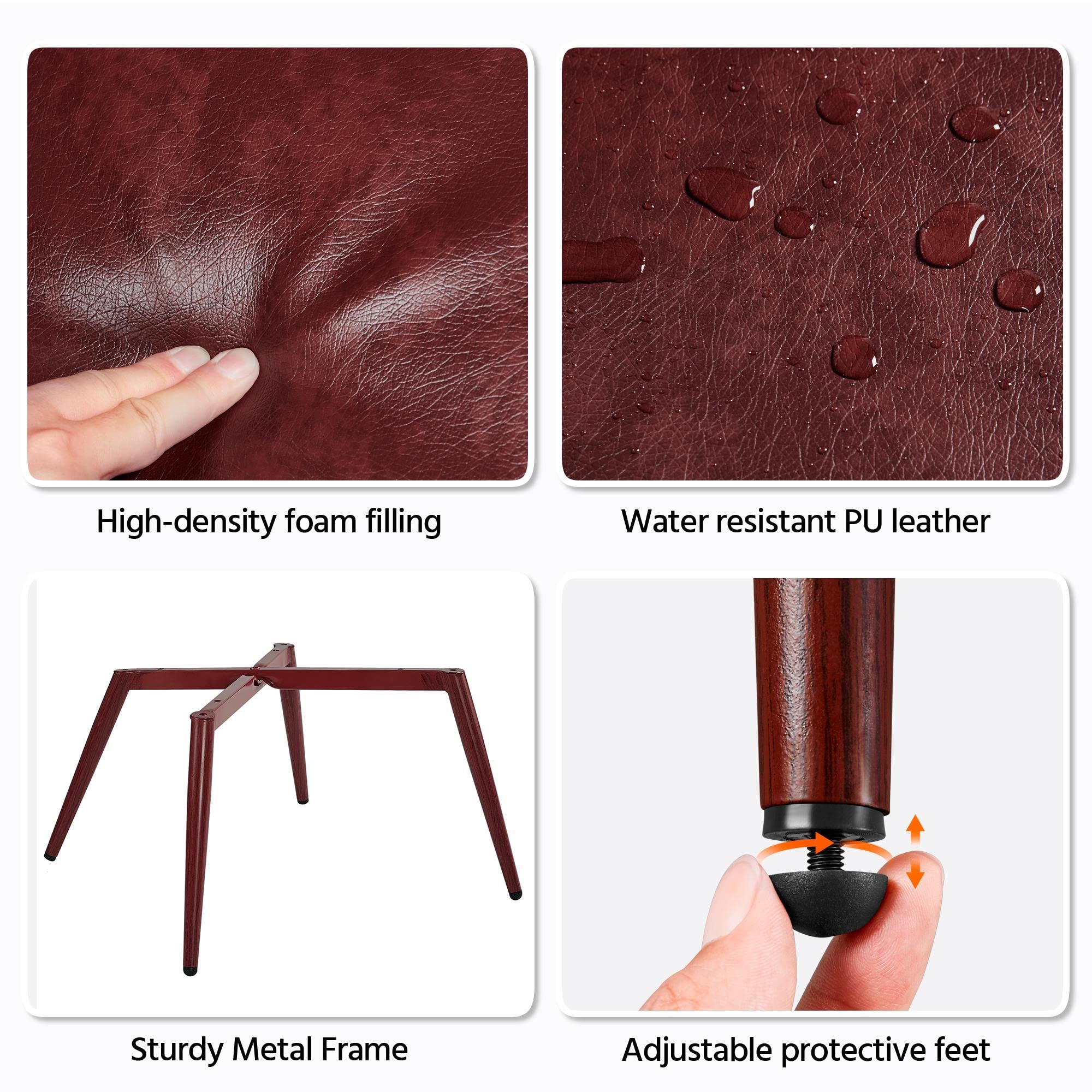 Yaheetech Mid-Century Modern PU Leather Armchair - Tufted High Back Accent Chair with Tapered Legs for Living Room, Home Office & Bedroom - Chestnut Brown (Set of 2) | Perfect for Reading Nooks, Cozy Corners & Contemporary Home Decor