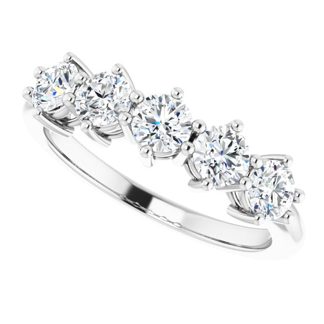 1.00 Carat Round Diamond 5-Stone Anniversary Ring for Women - Elegant Wedding Band, Promise Ring, Gift for Her - Perfect for Anniversaries, Engagements & Special Occasions