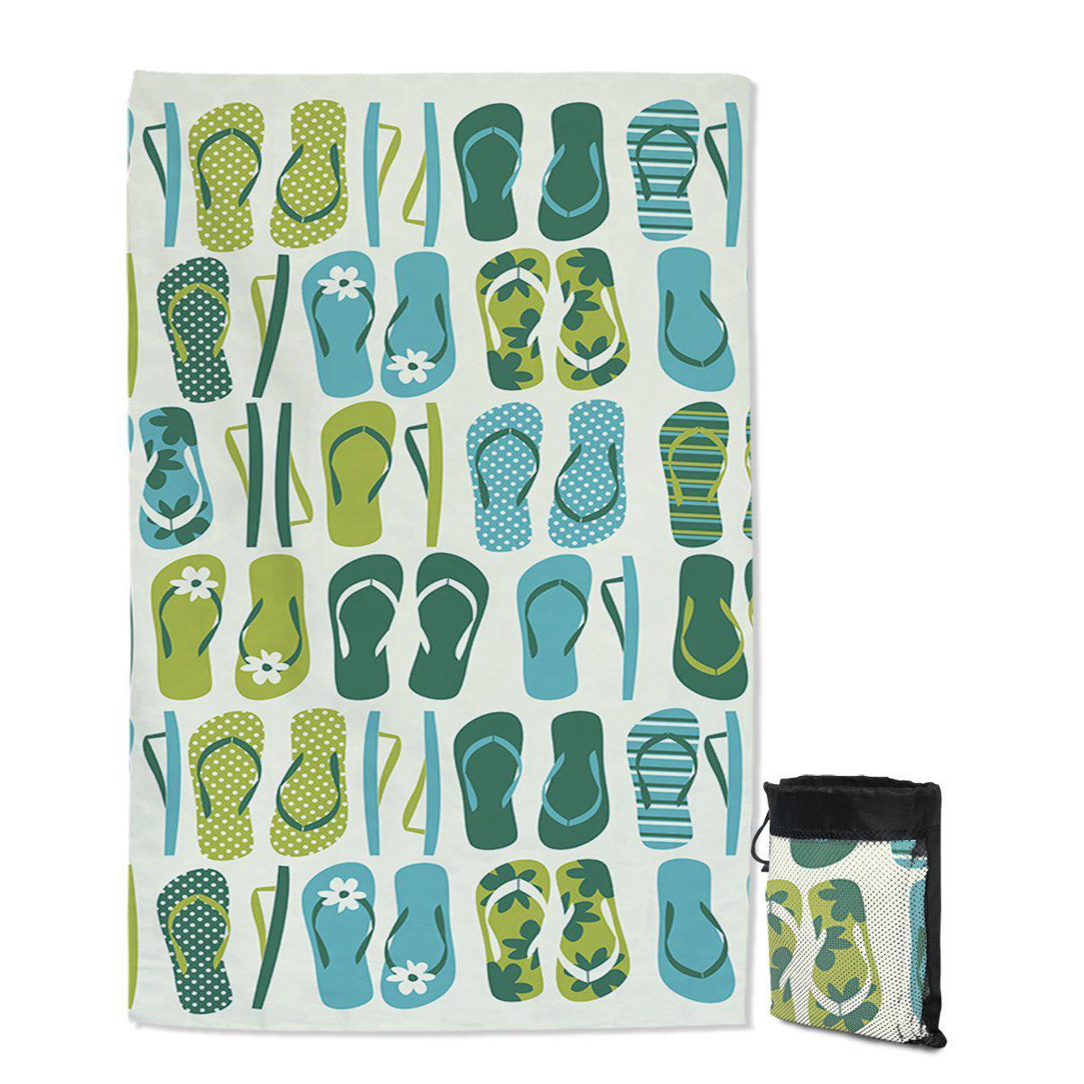 Flip Flop Frenzy Sand Free Beach Towel - Quick Dry, Lightweight & Sand Resistant for Pool, Beach & Outdoor Activities