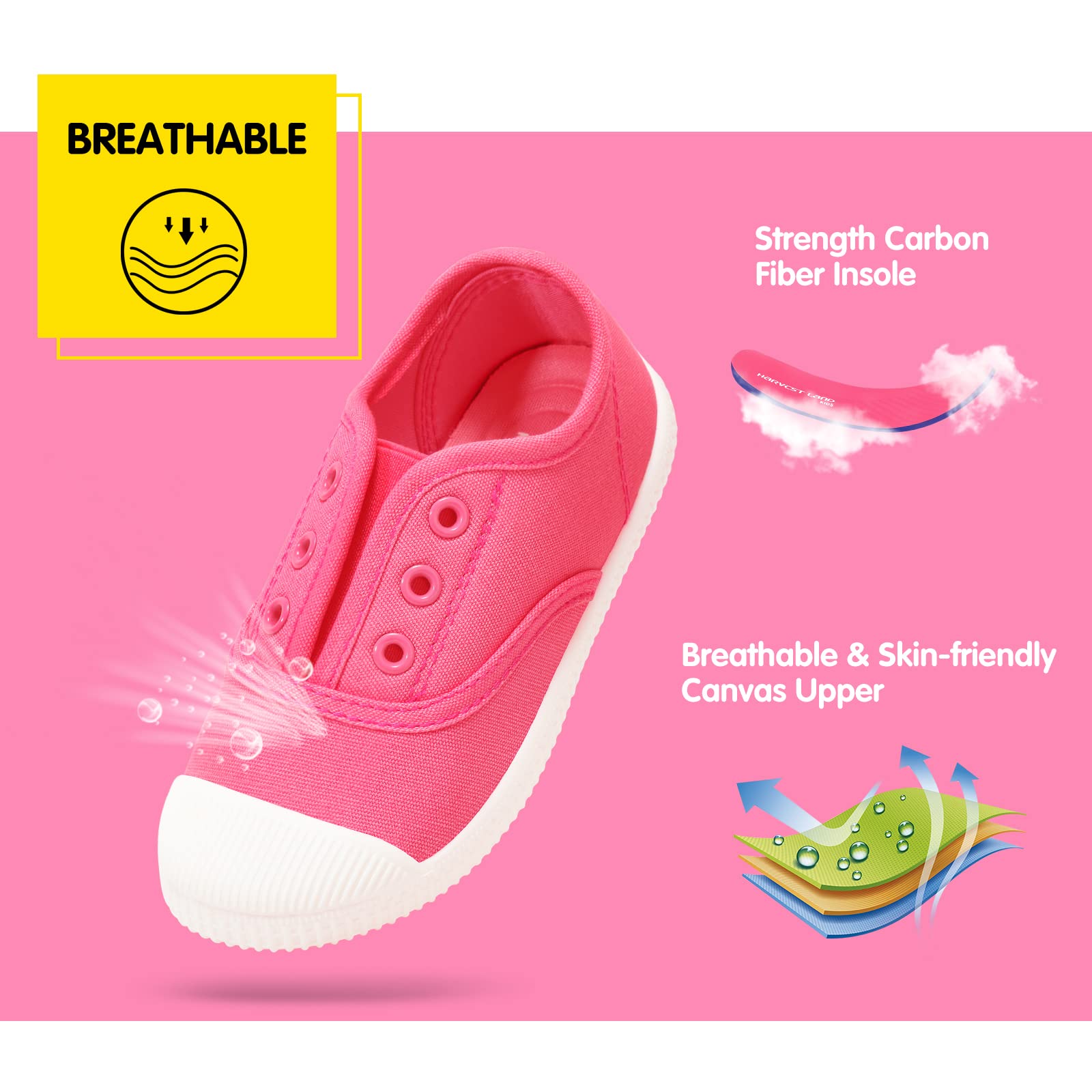**Toddler Canvas Sneakers for Boys & Girls - Lightweight Slip-On Comfortable Kids Running Shoes (Toddler/Little Kids/Big Kids) - Perfect for Playground, School & Casual Wear**