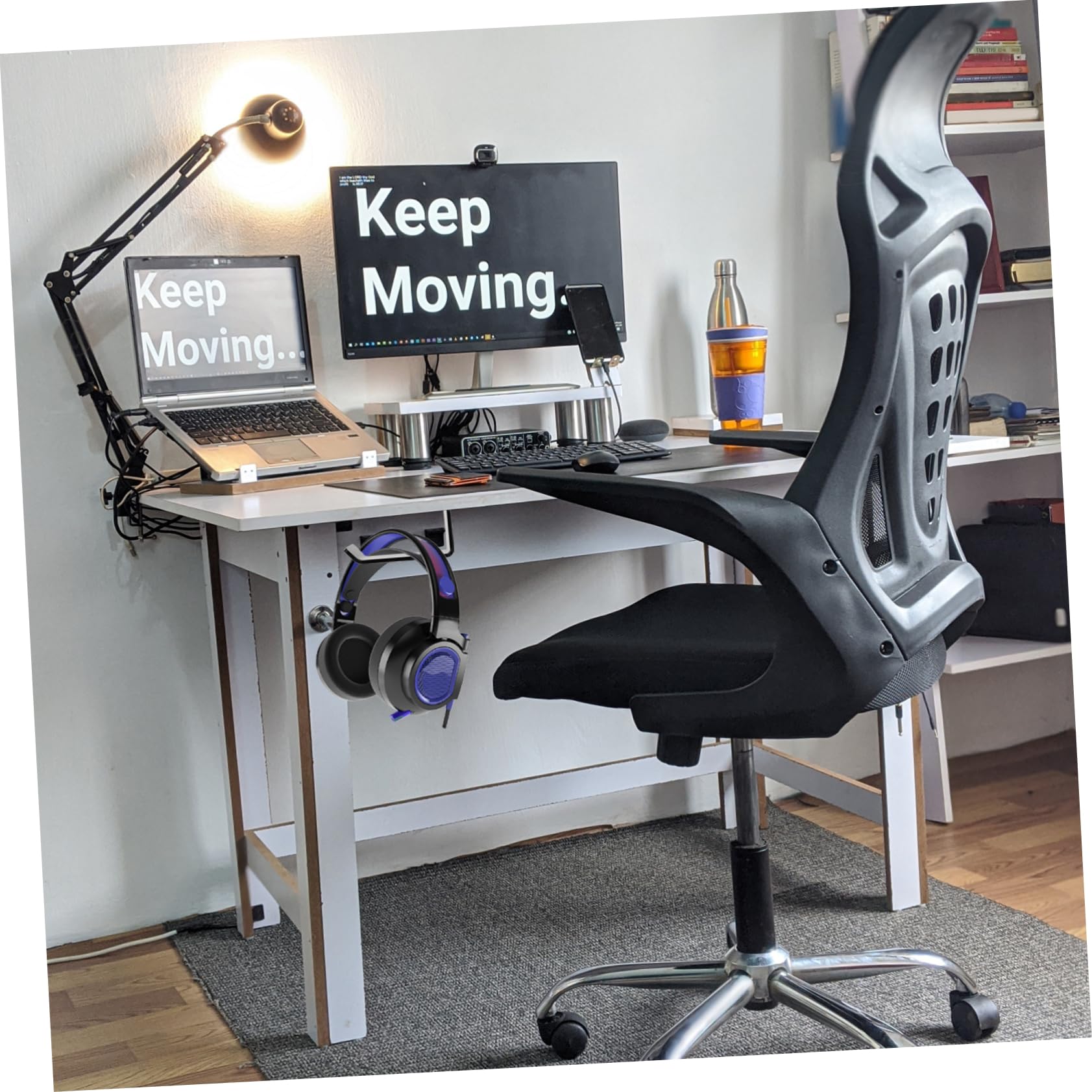 BESTonZON Horror Sticker Set (2pcs) - Acrylic Under Desk Headphone Hanger with Punch Design for Gaming Headsets, Microphones & Bags - Perfect for Gaming Setup & Office Organization