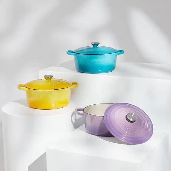 **AIBAB Enameled Cast Iron Dutch Oven – 24cm Non-Stick Braising Pan with Good Seal, Lightweight & Multi-Heat Compatible – Perfect for Soups, Stews, Baking & Slow Cooking**