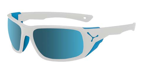White & Blue Mirror Cat 4 Wraparound Mountaineering Hiking Sunglasses with Magnetic Side Shields - UV Protection for Outdoor Sports & Adventure Activities