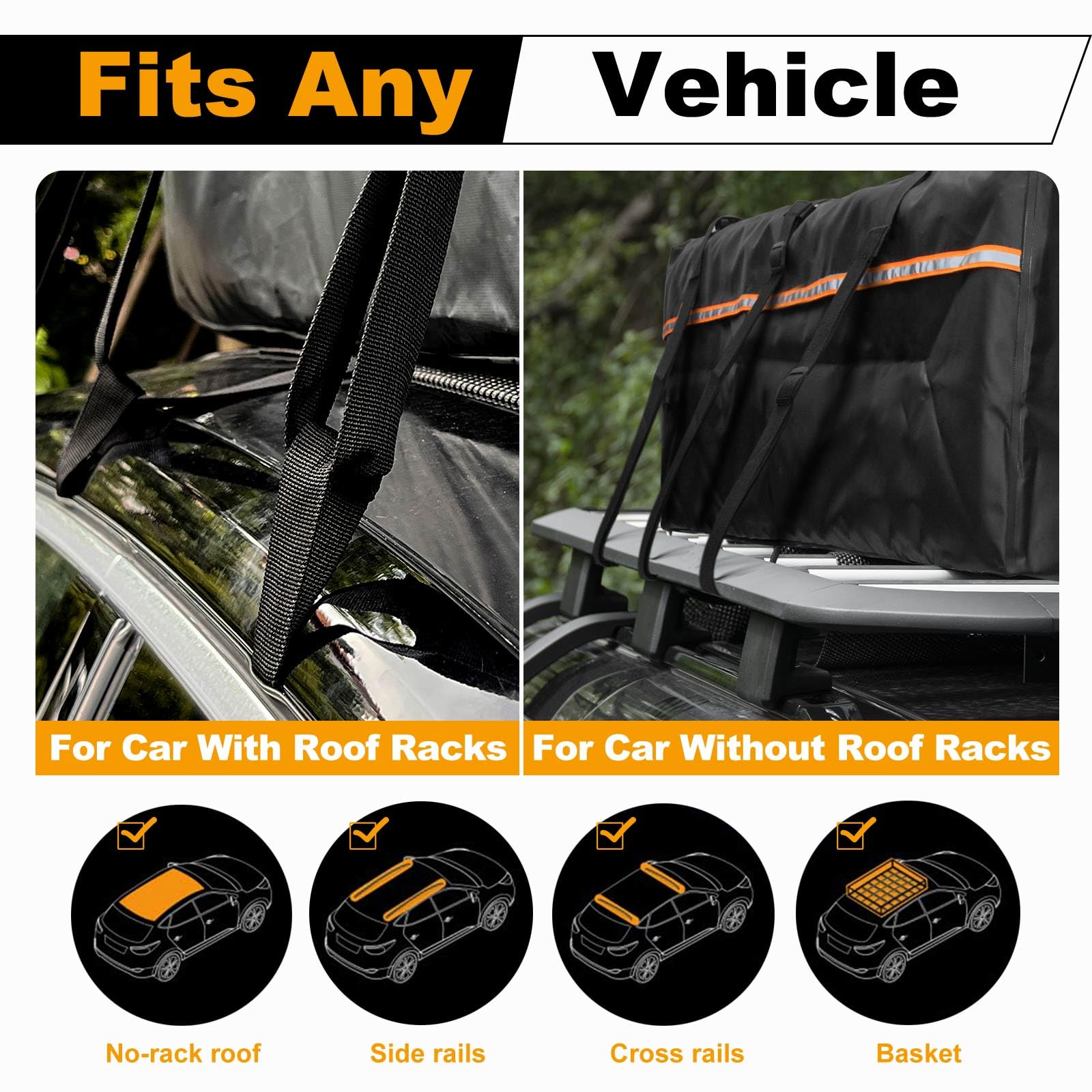 21 Cubic Feet Waterproof Rooftop Cargo Carrier Bag - 1000D Heavy Duty Car Roof Storage for SUVs, Trucks & All Vehicles (With/Without Rack) | Includes Anti-Slip Mat, 8 Door Hooks, Storage Bag & Luggage Lock | Perfect for Road Trips, Camping & Outdoor Adventures