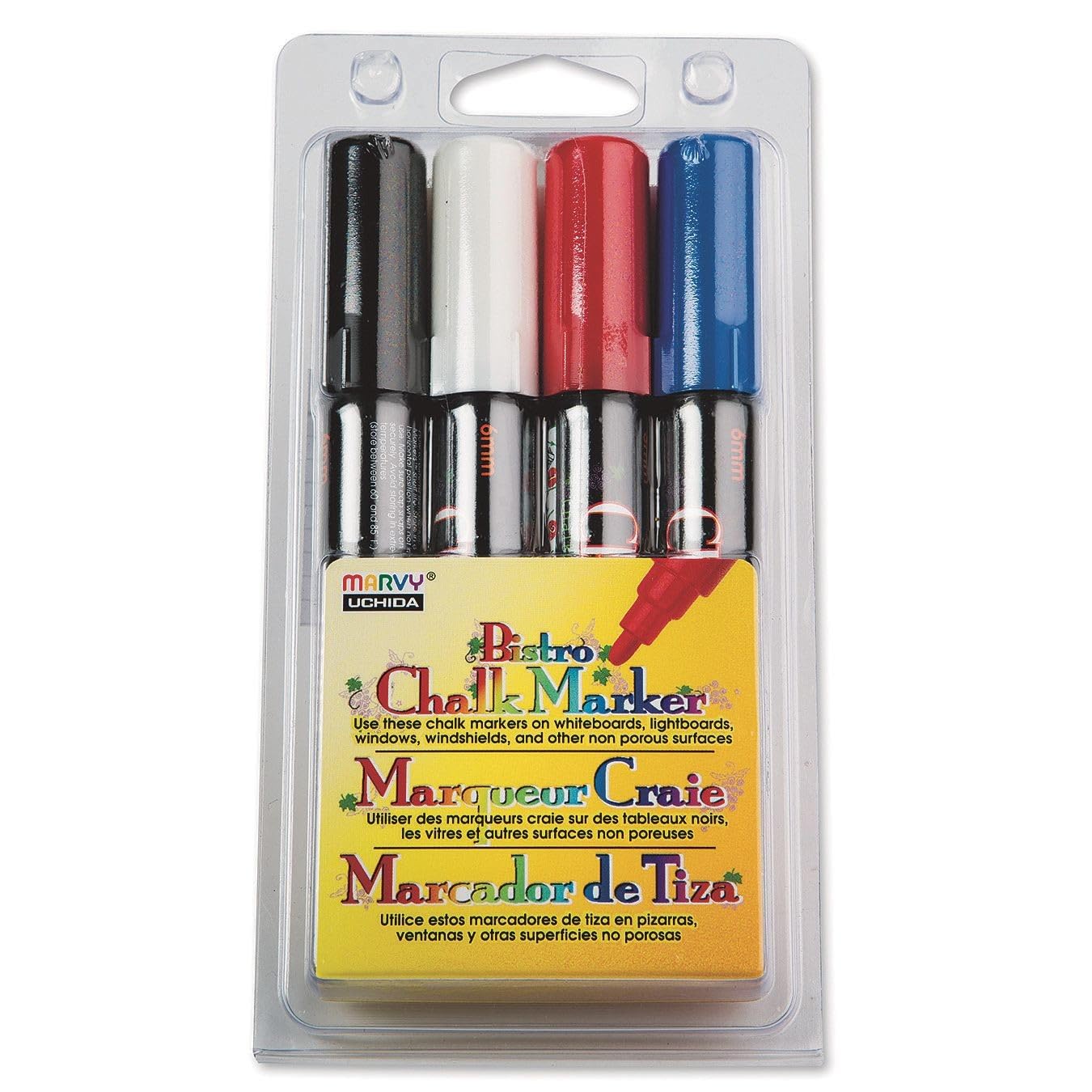 Marvy Uchida Bistro Water-Based Chalk Markers (UCH4804C) - 12 Assorted Colors for Chalkboard Art, Signage & Restaurant Menu Writing