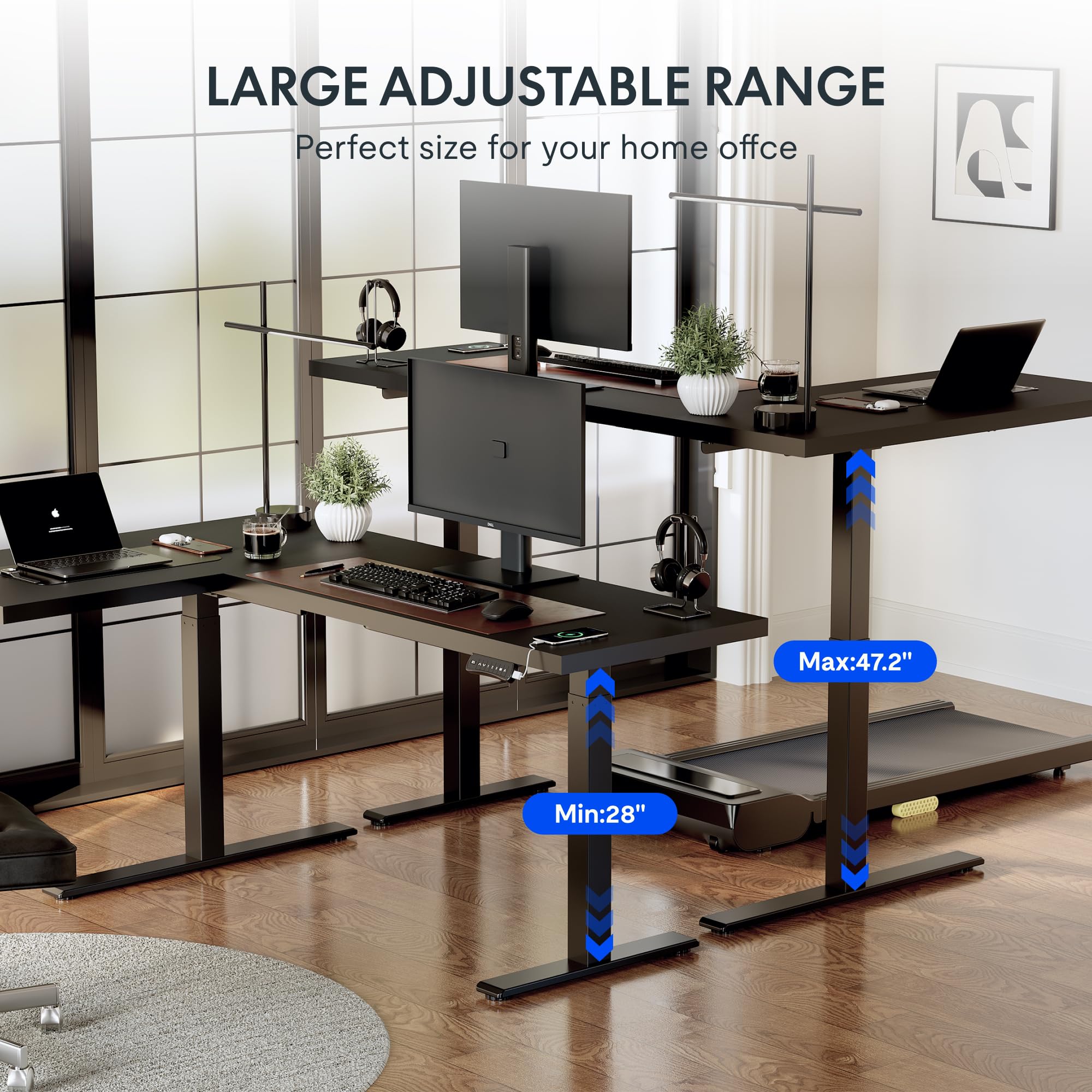 FLEXISPOT Pro Corner Desk - Dual Motor L-Shaped Electric Standing Desk, Height Adjustable Sit Stand Computer Desk with Splice Board, 63x40 Inches, Black (2 Packages) - Perfect for Home Office, Gaming & Workspace Setup